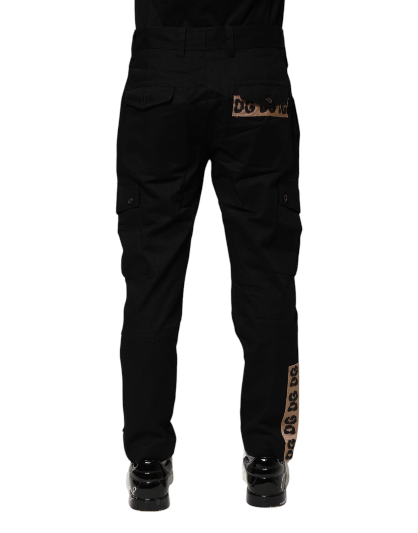 Dolce & Gabbana Schwarze Cargo-Freizeithose aus Baumwolle