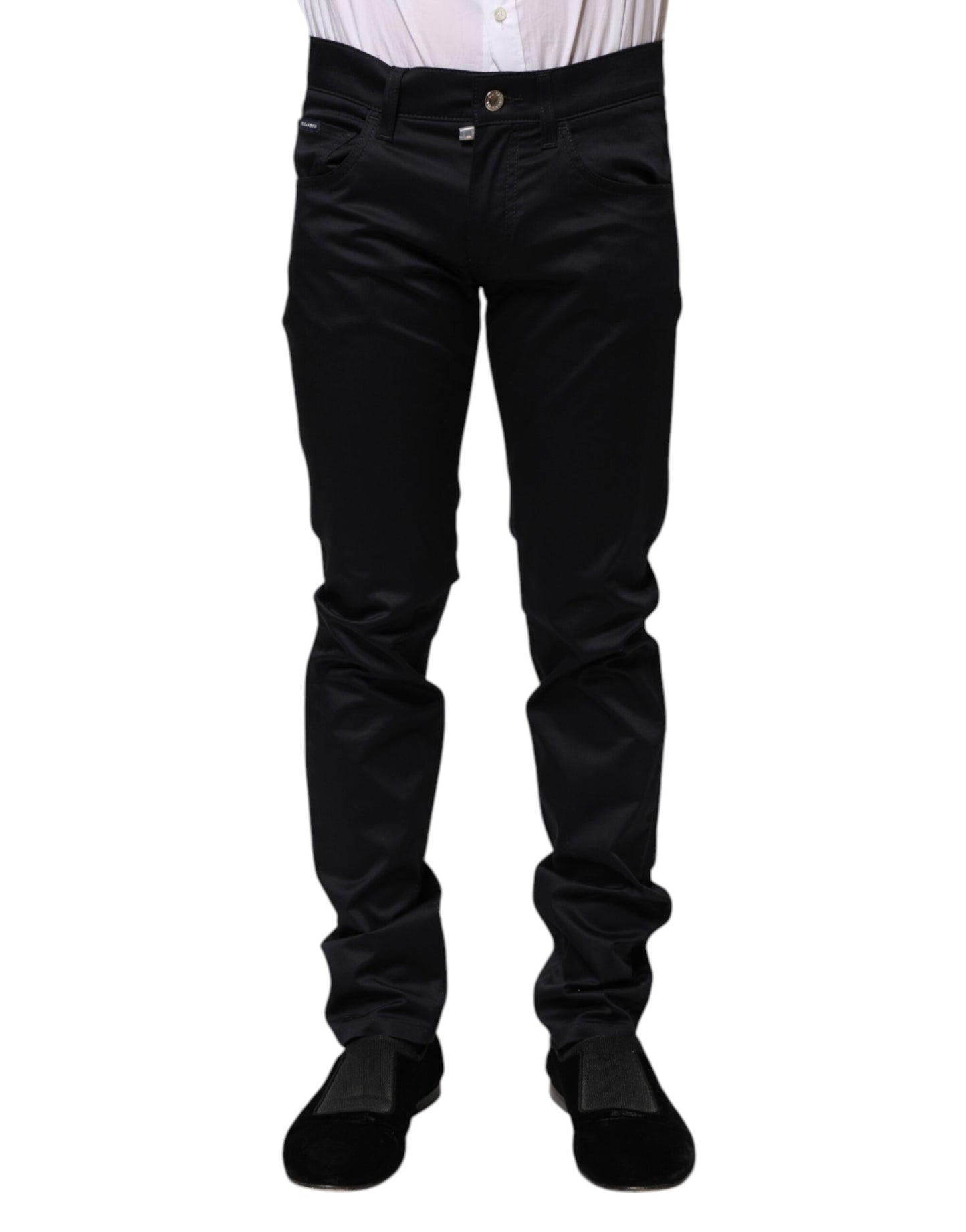Dolce & Gabbana – Schwarze Skinny-Hose aus Baumwolle mit mittlerer Taille