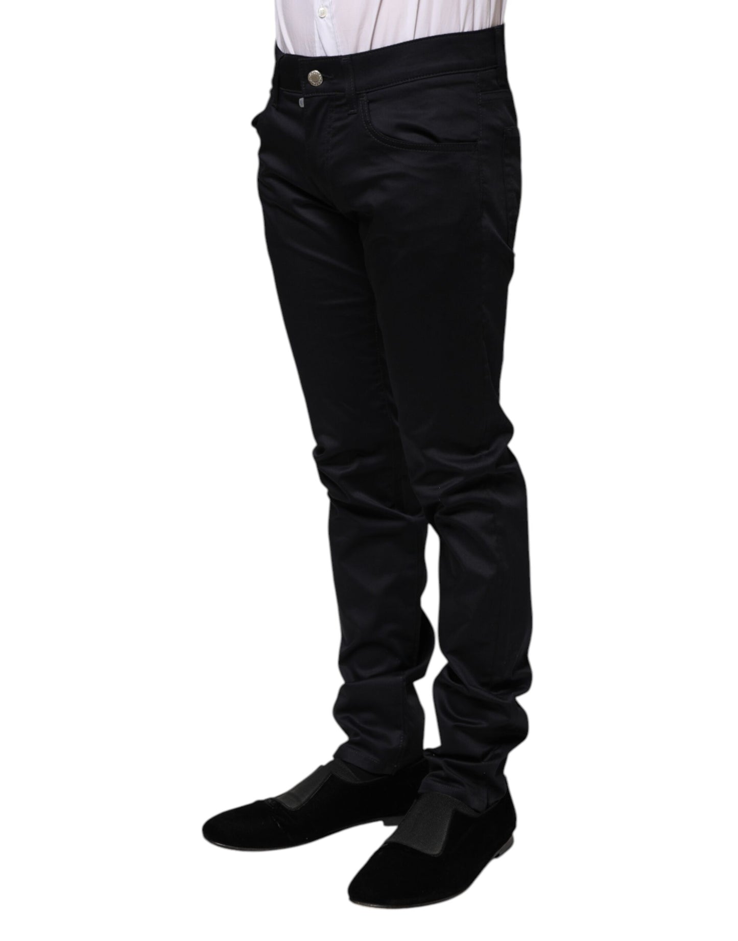 Dolce & Gabbana – Schwarze Skinny-Hose aus Baumwolle mit mittlerer Taille