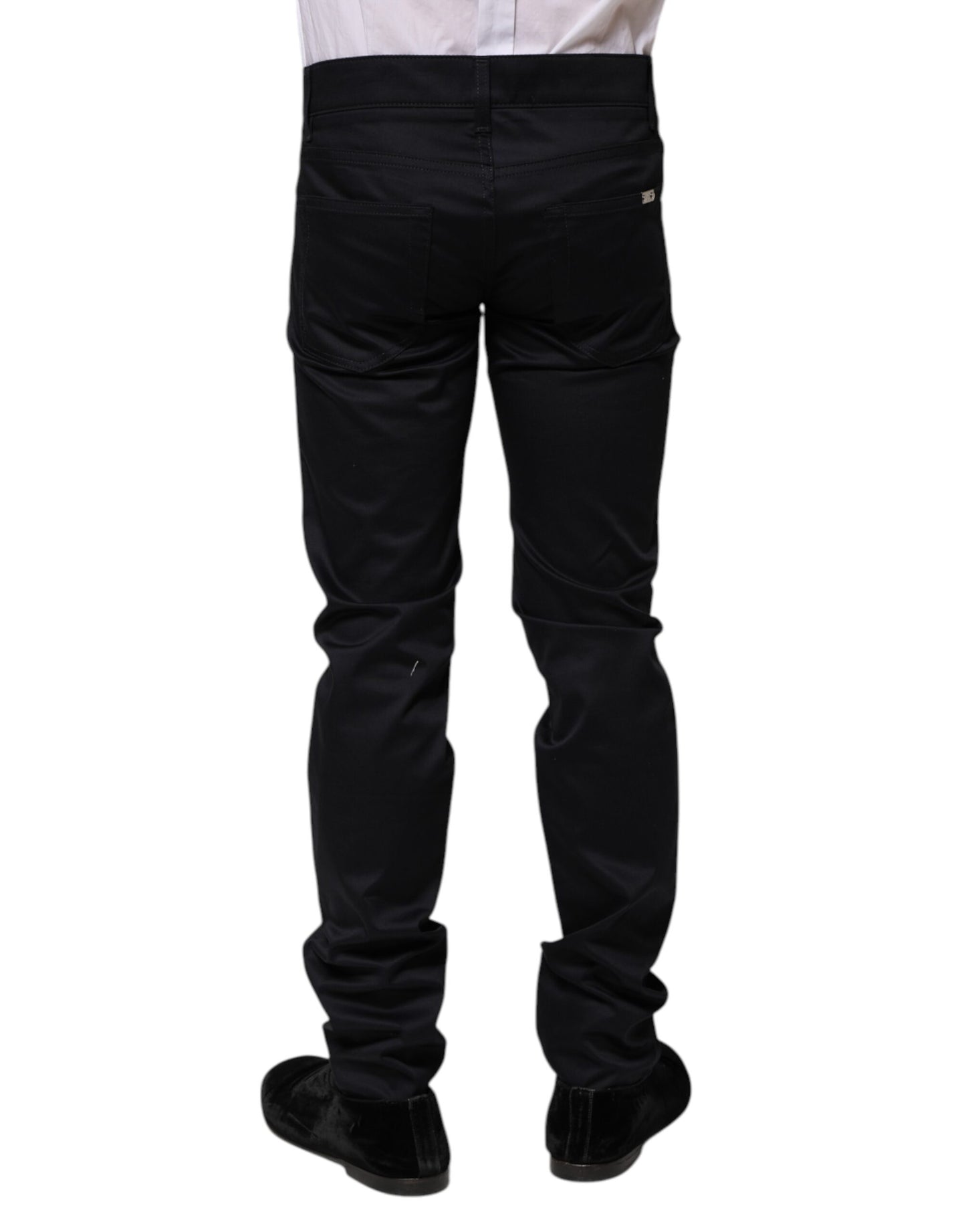 Dolce & Gabbana – Schwarze Skinny-Hose aus Baumwolle mit mittlerer Taille
