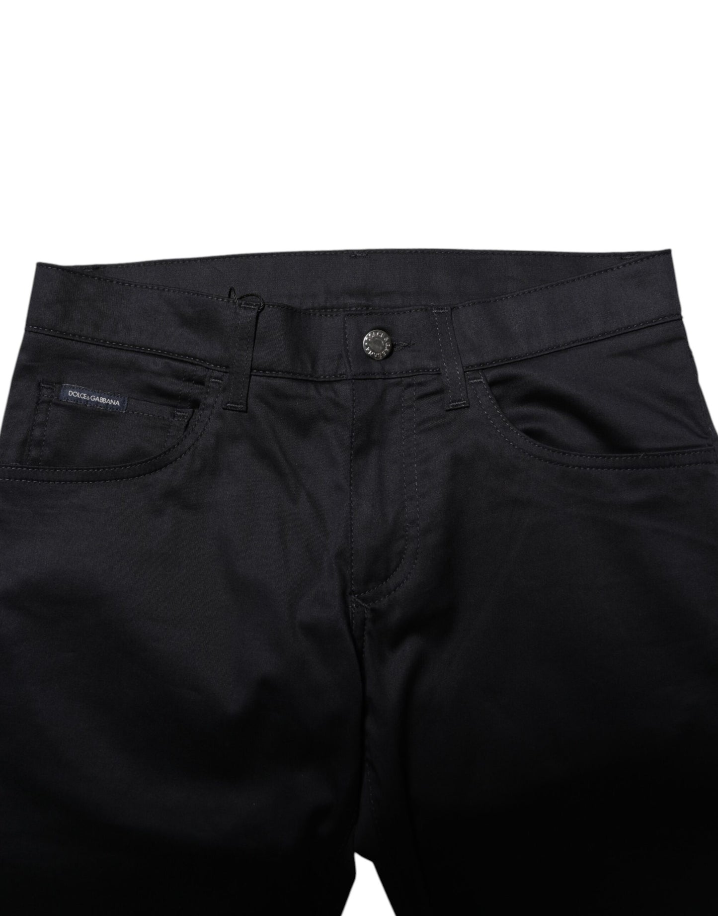 Dolce & Gabbana – Schwarze Skinny-Hose aus Baumwolle mit mittlerer Taille