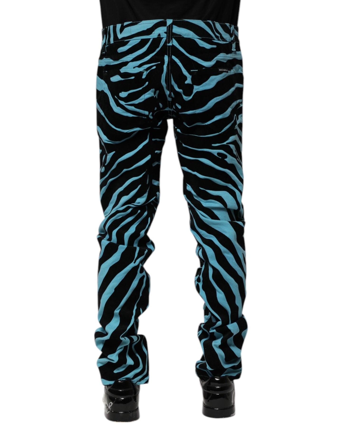 Dolce & Gabbana – Blau-schwarz gestreifte Skinny-Jeans