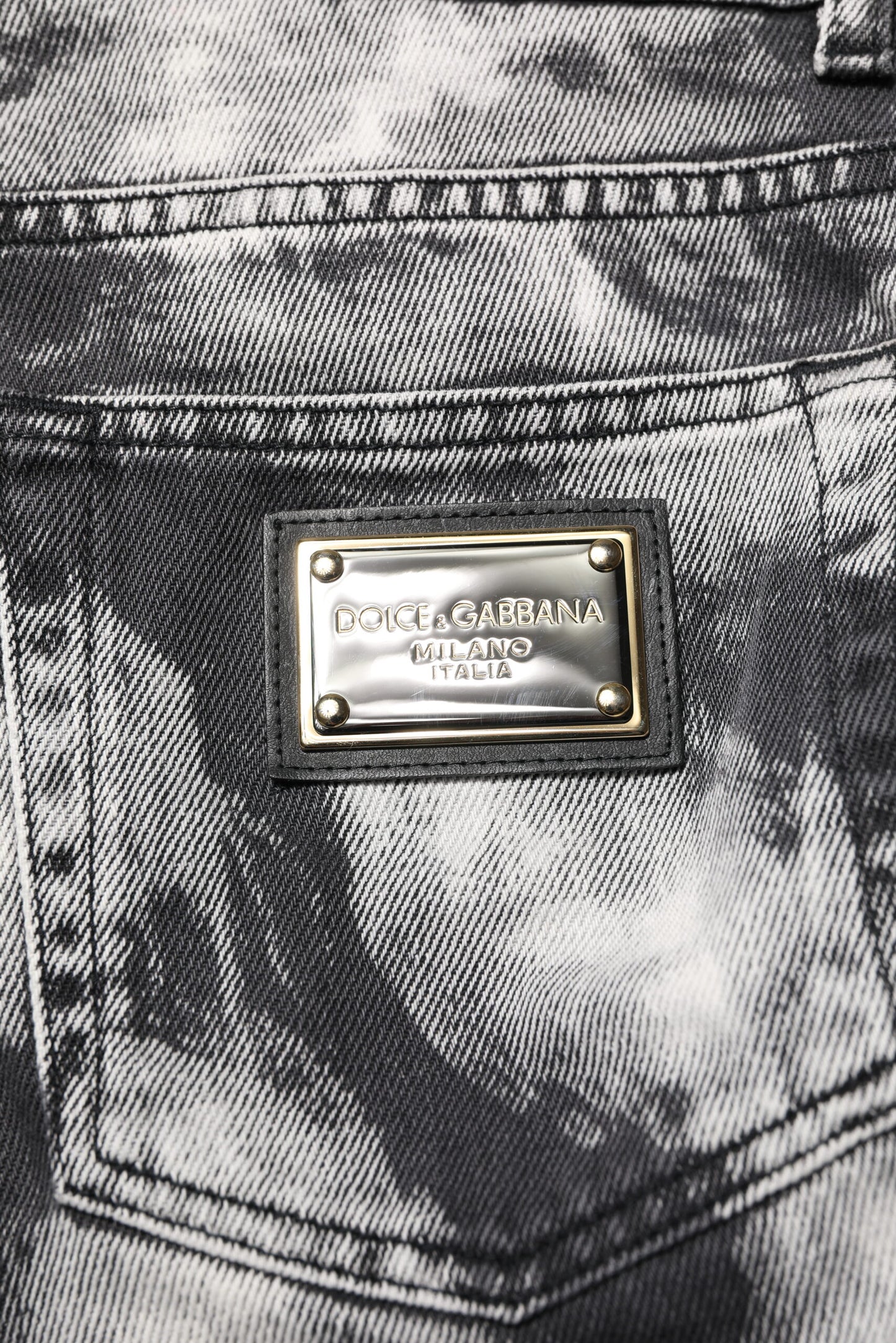 Dolce & Gabbana – Schwarze Jeans mit geradem Schnitt und Batikmuster