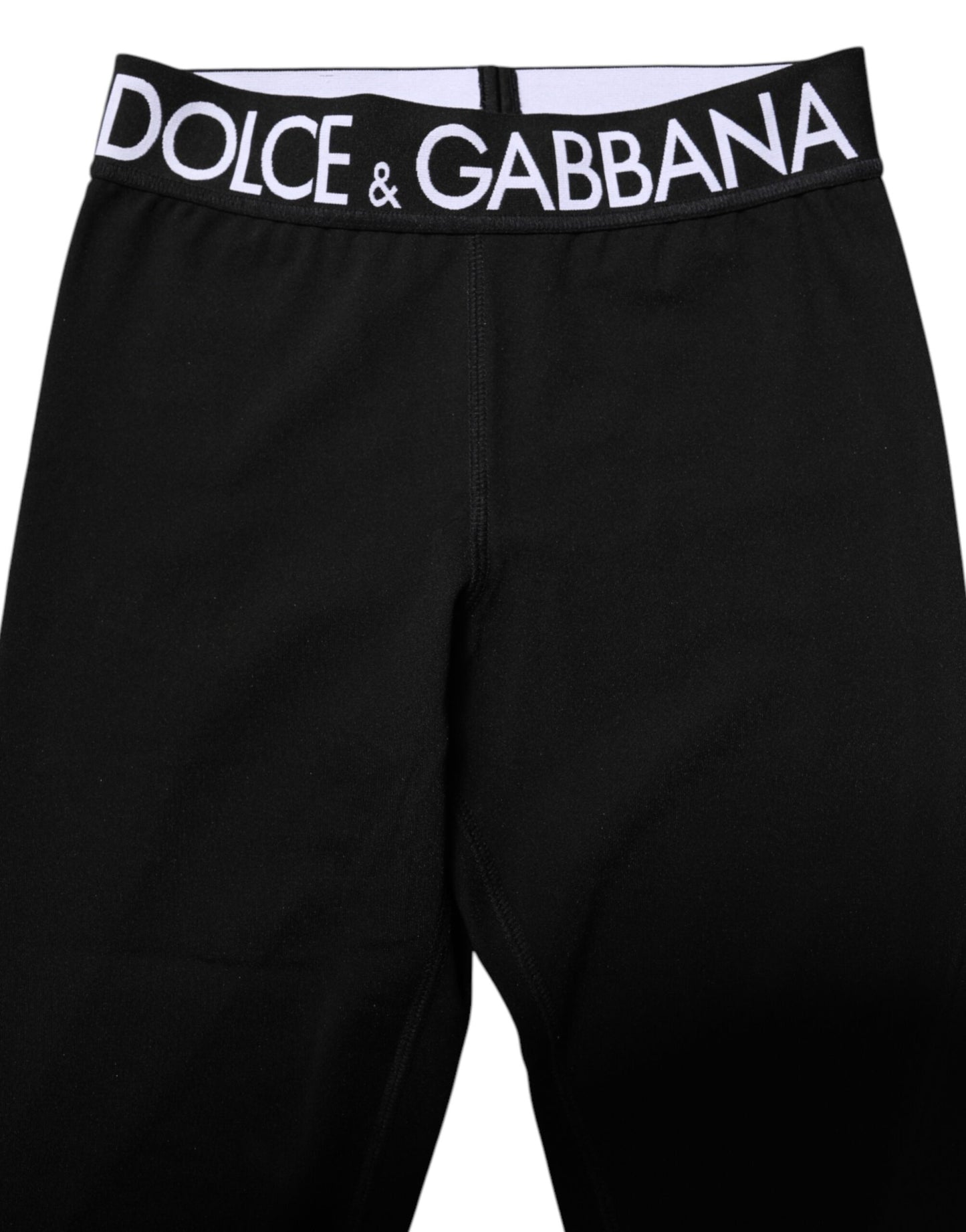 Dolce & Gabbana Schwarze, silberne Nylon-Leggings für Herren