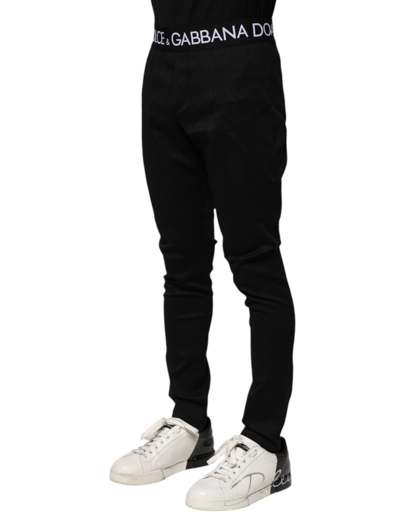 Dolce & Gabbana Schwarze Skinny-Jogginghose aus Nylon für Herren