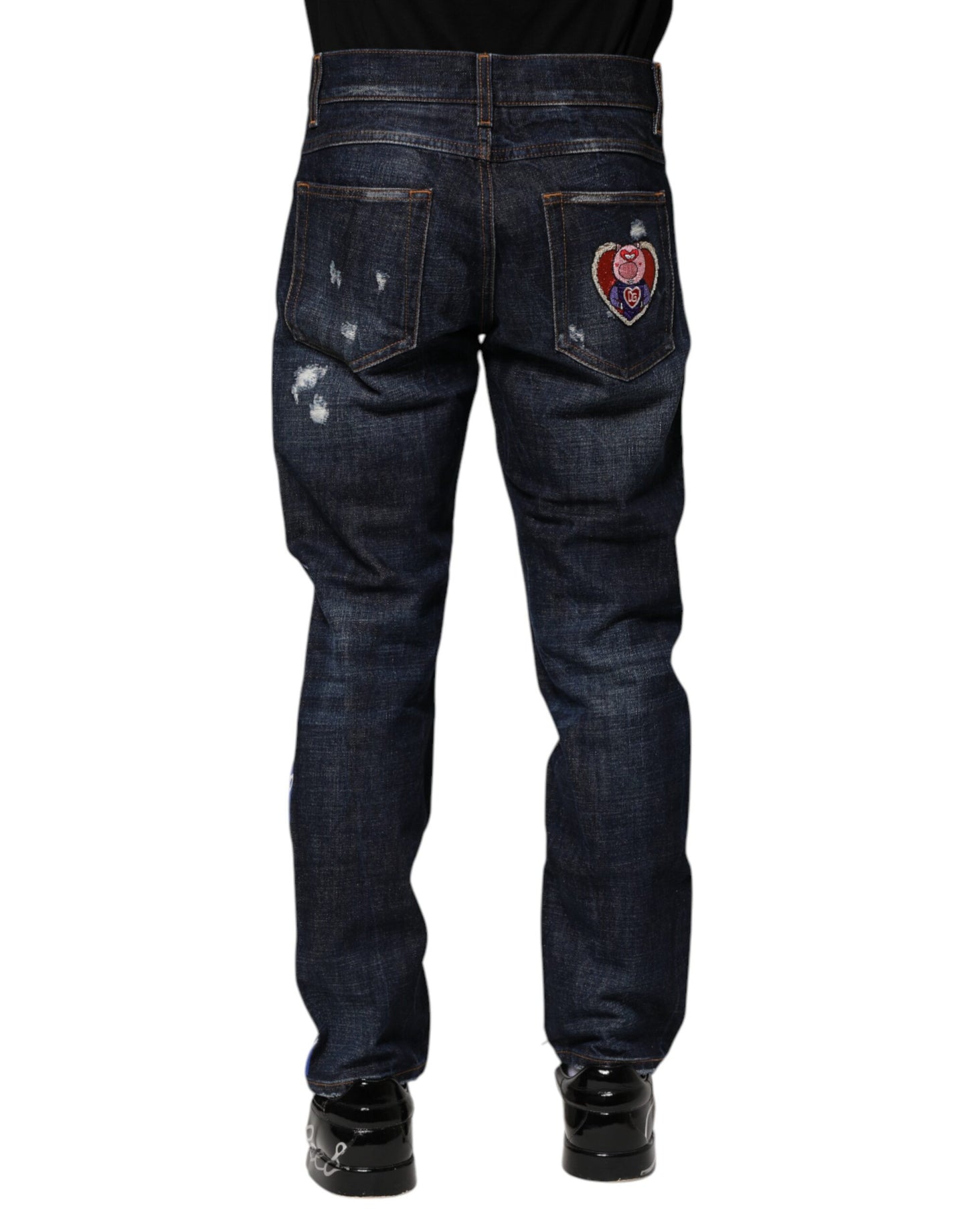 Dolce & Gabbana – Dunkelblaue, zerfetzte Skinny-Jeans