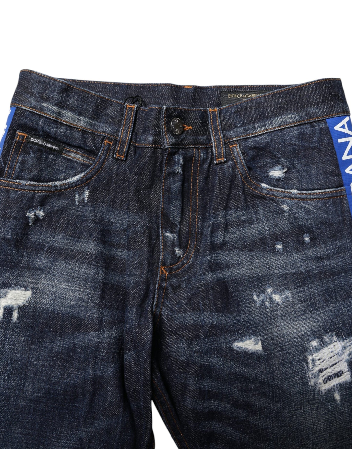 Dolce & Gabbana – Dunkelblaue, zerfetzte Skinny-Jeans