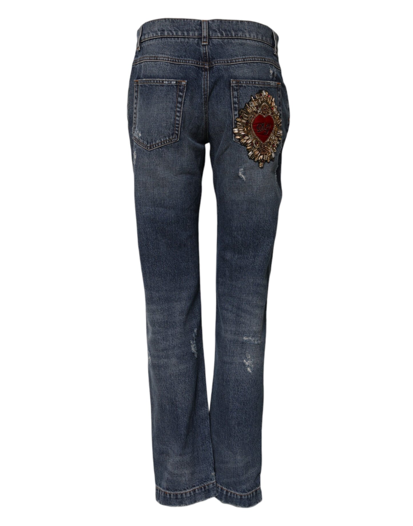 Dolce & Gabbana – Zerfetzte Boyfriend-Jeans aus blauer Baumwolle