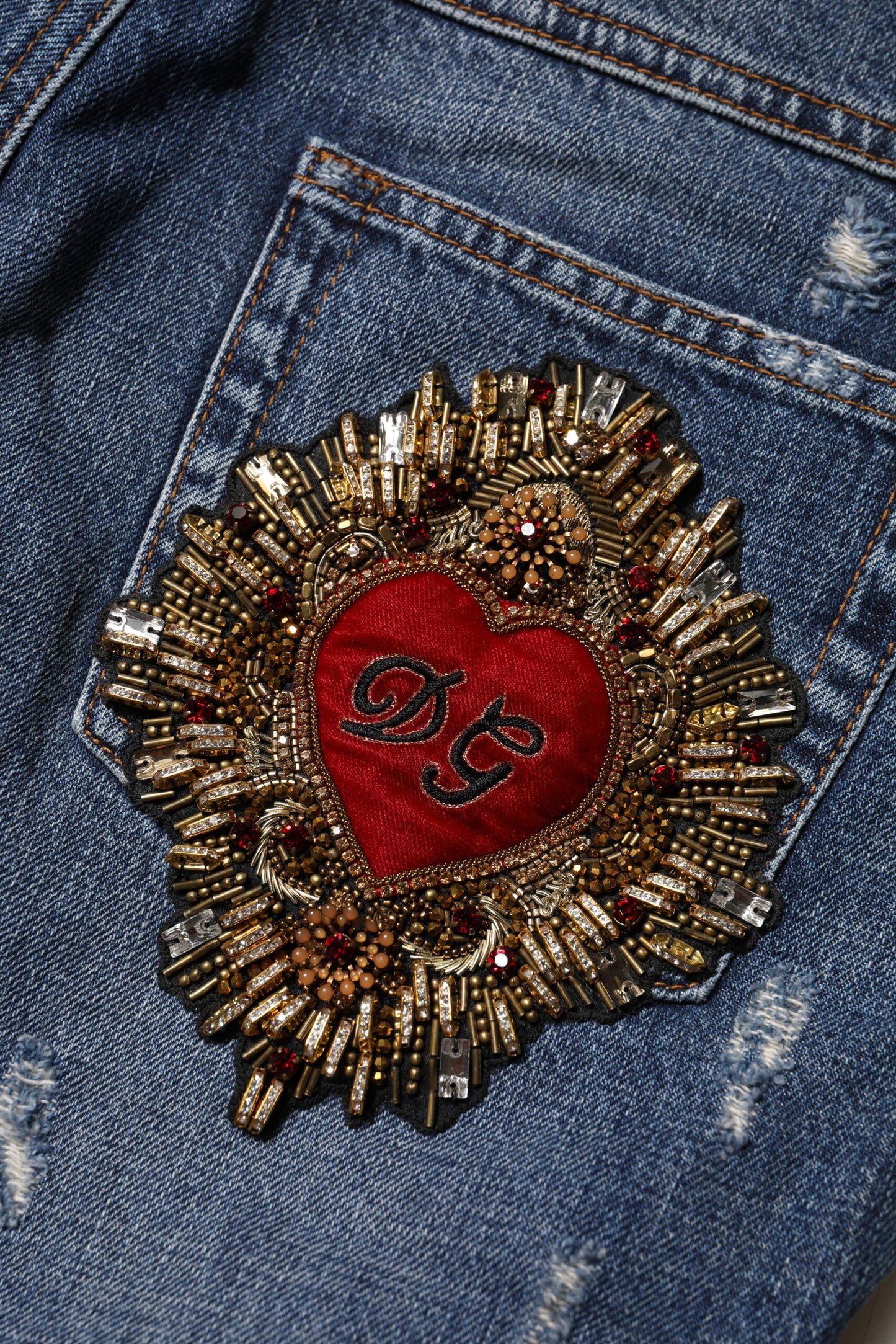 Dolce & Gabbana – Zerfetzte Boyfriend-Jeans aus blauer Baumwolle