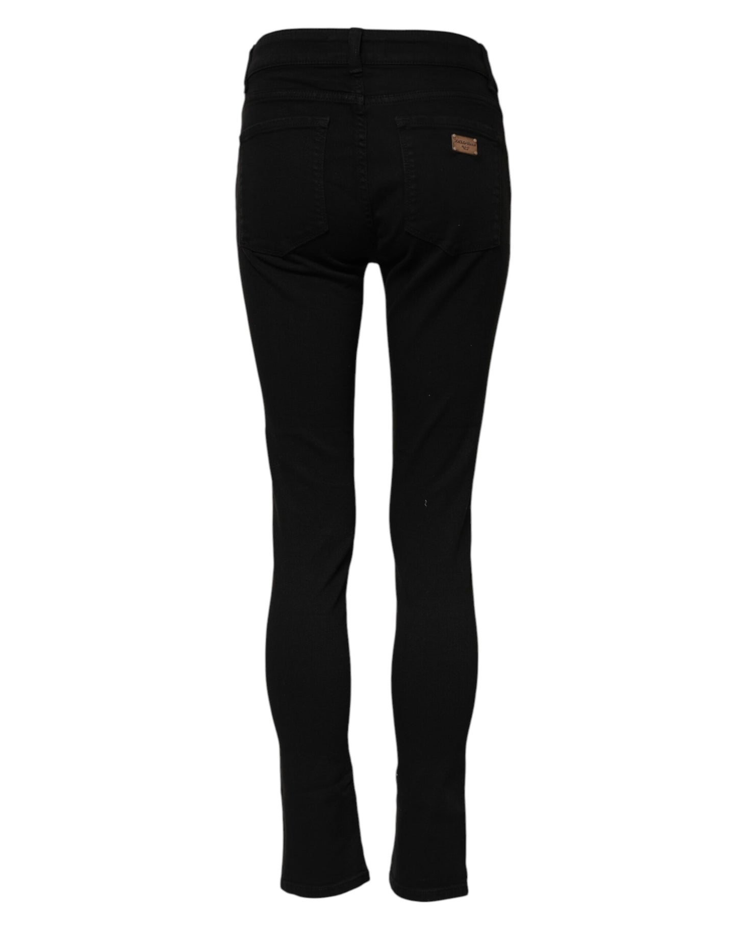Dolce & Gabbana – Schwarze Skinny-Jeans aus Baumwoll-Denim mit mittlerer Taille