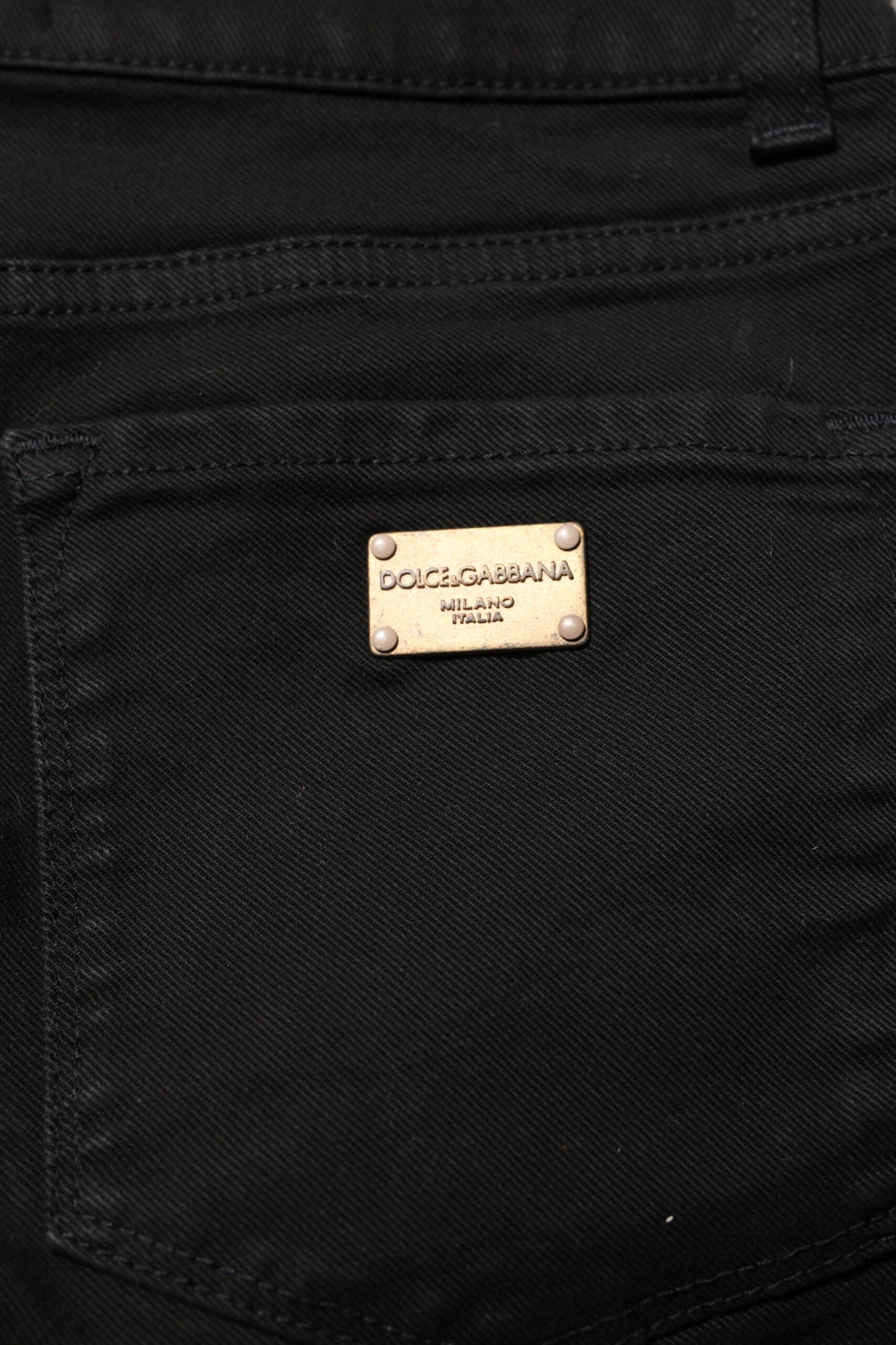 Dolce & Gabbana – Schwarze Skinny-Jeans aus Baumwoll-Denim mit mittlerer Taille