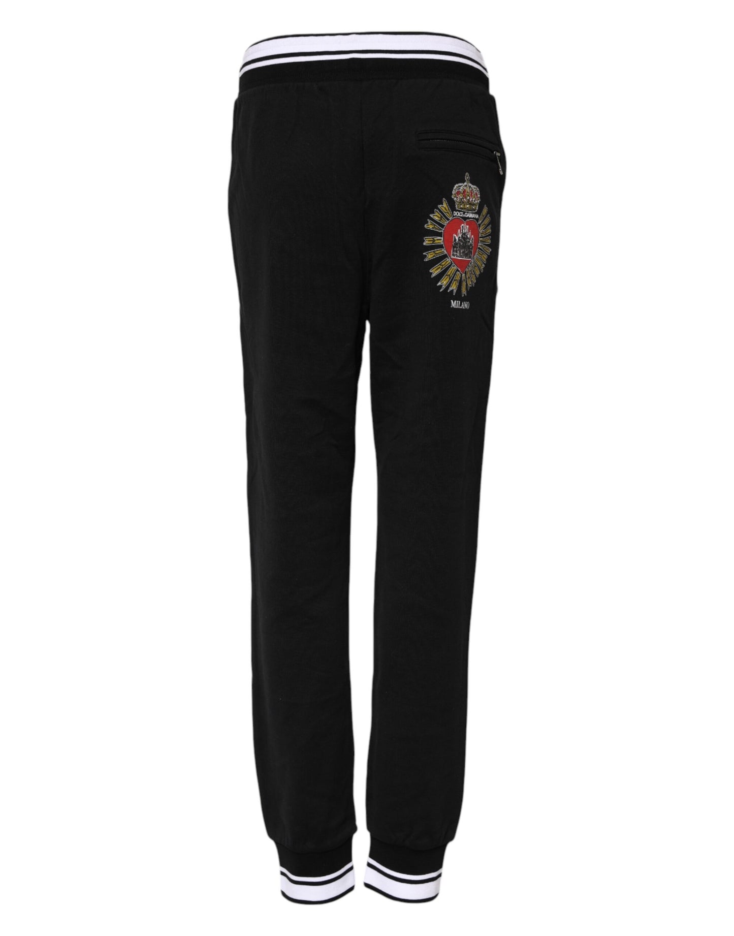 Dolce & Gabbana – Schwarze Jogginghose aus Baumwolle mit mittlerer Taille