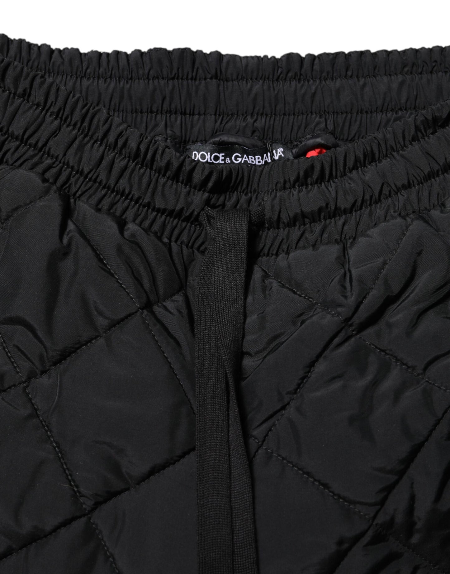 Dolce & Gabbana – Schwarze, gesteppte Jogginghose mit mittlerer Taille