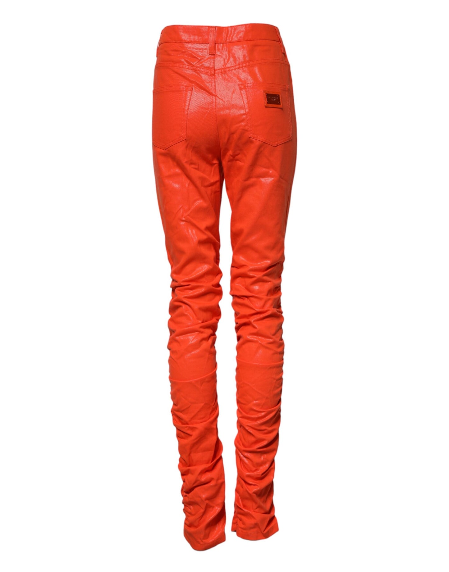 Dolce & Gabbana – Orangefarbene Jeans aus Baumwoll-Denim mit hoher Taille