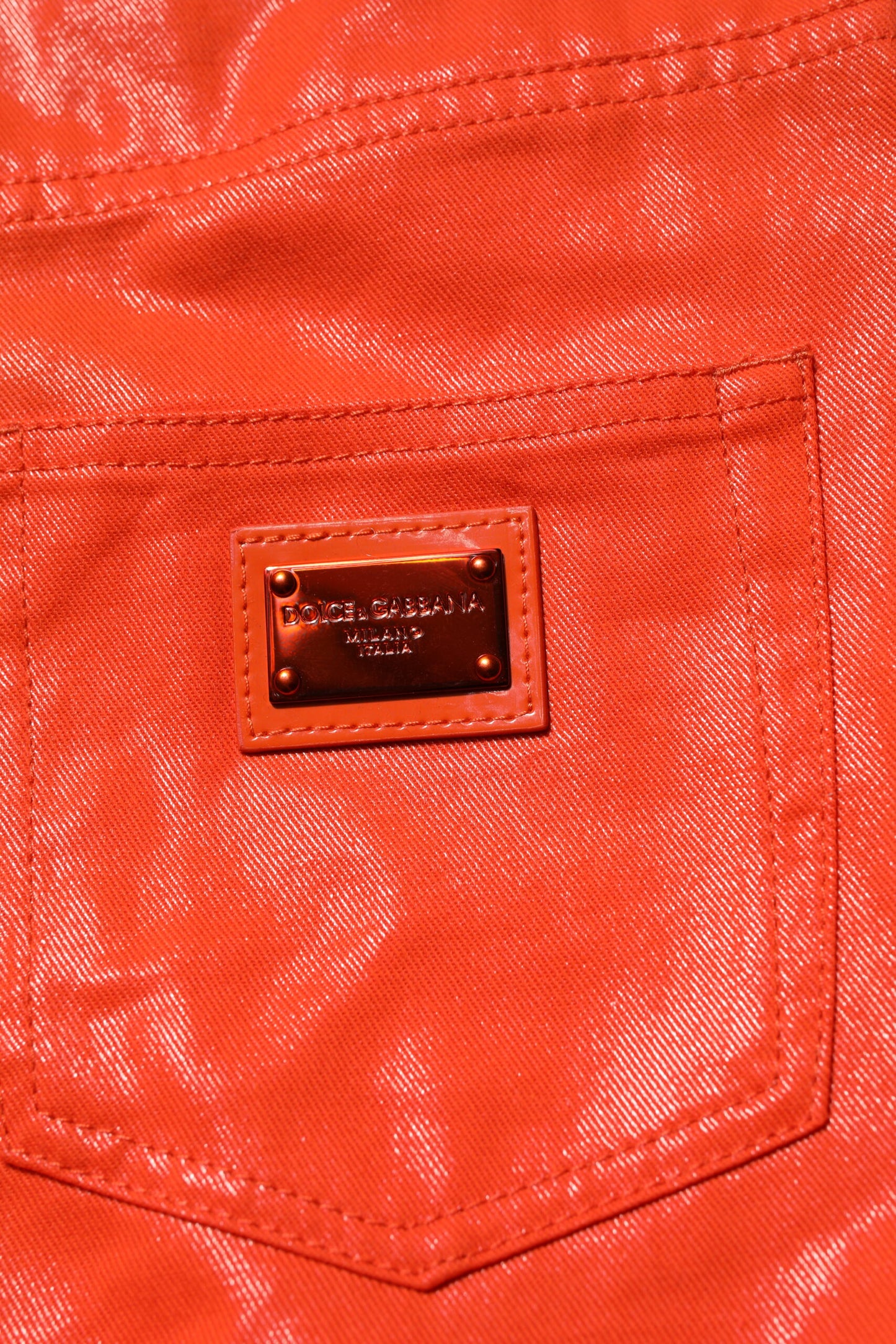 Dolce & Gabbana – Orangefarbene Jeans aus Baumwoll-Denim mit hoher Taille