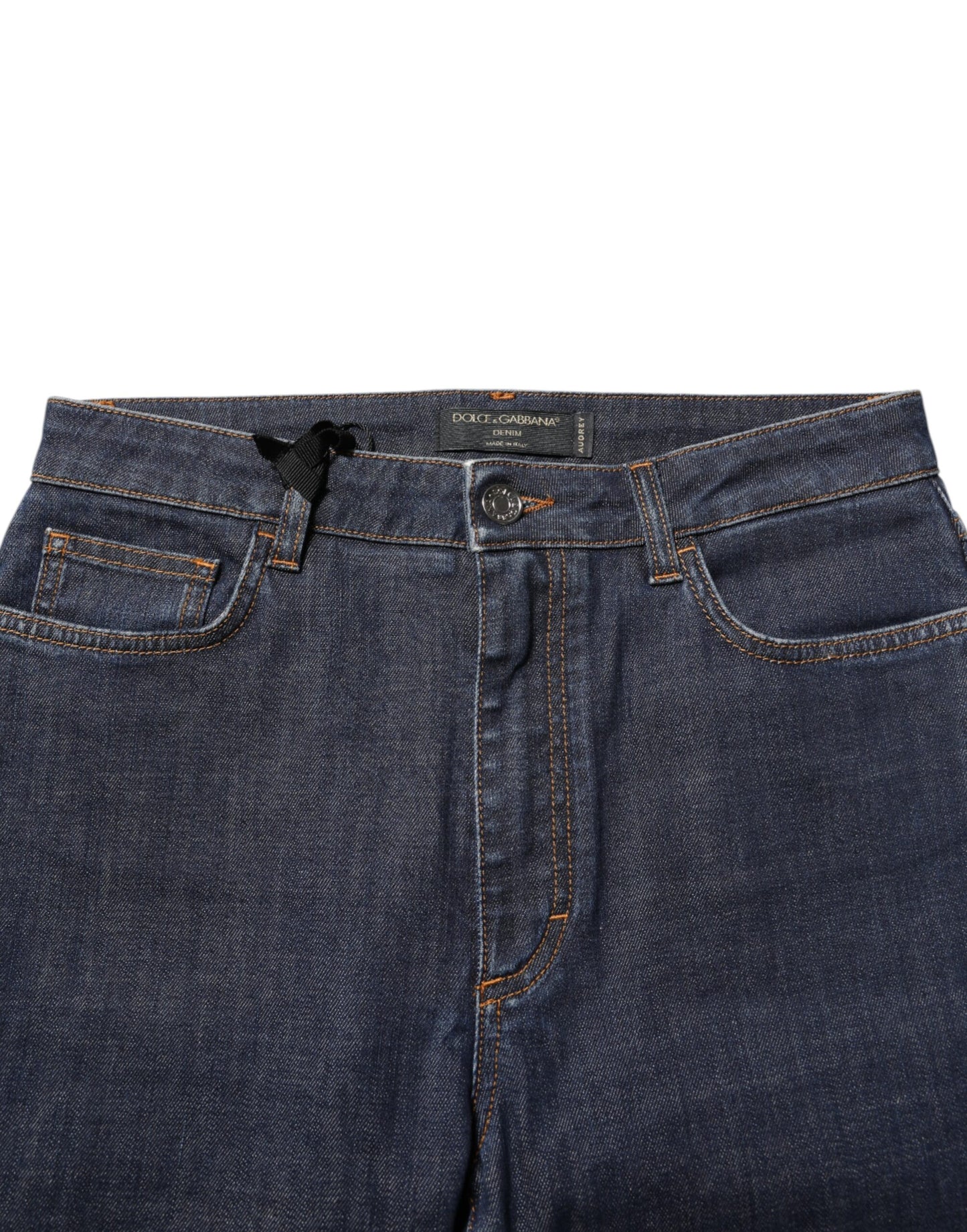 Dolce & Gabbana Blue Queen Patch AUDREY Jeans mit mittlerer Taille