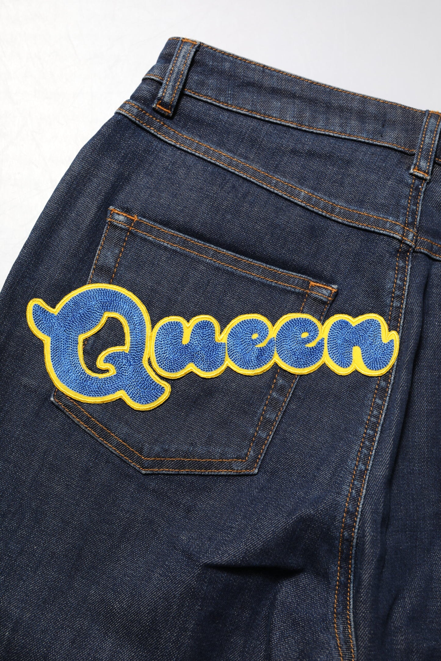 Dolce & Gabbana Blue Queen Patch AUDREY Jeans mit mittlerer Taille
