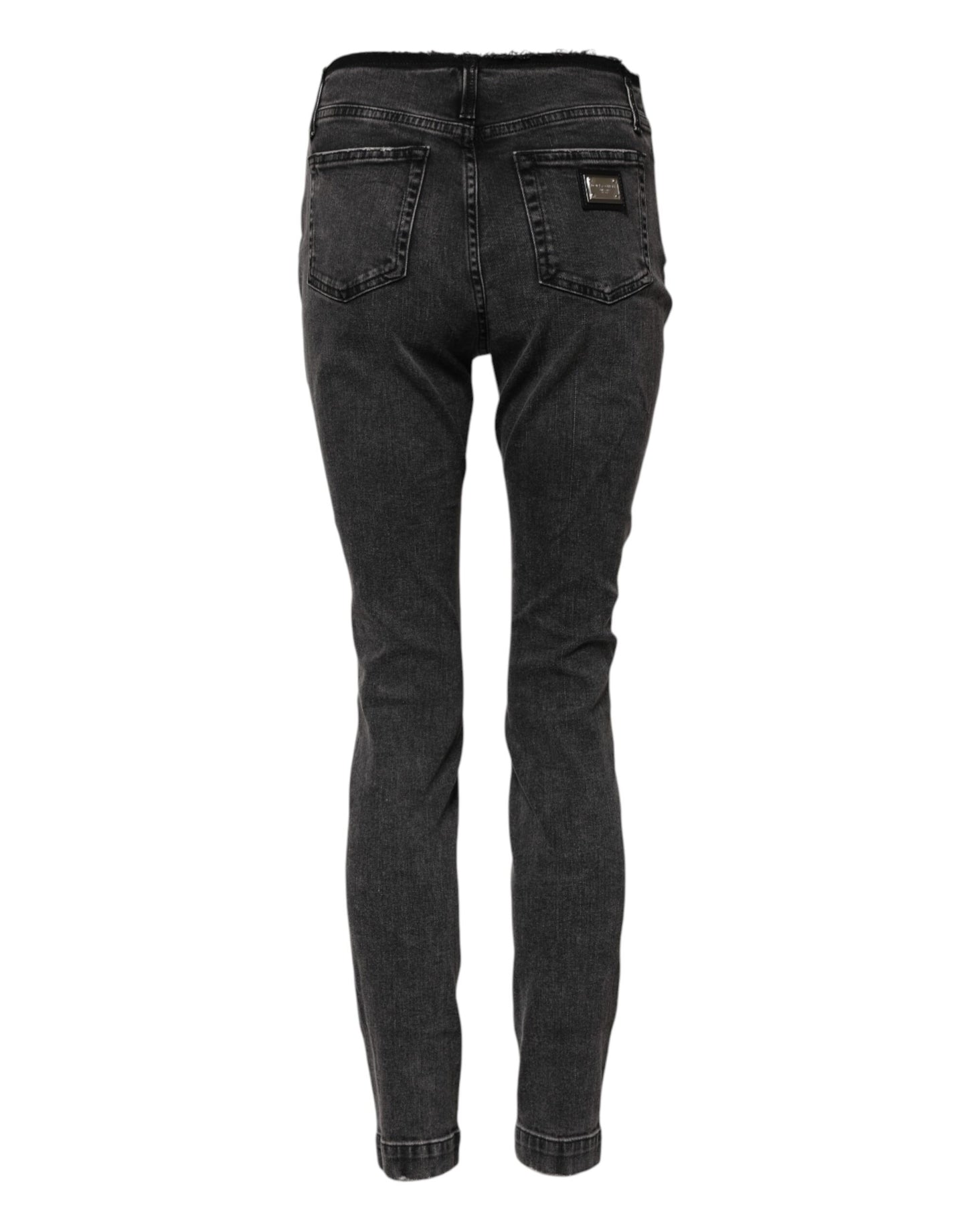 Dolce & Gabbana – Graue Skinny-Jeans aus Baumwoll-Denim mit mittlerer Taille