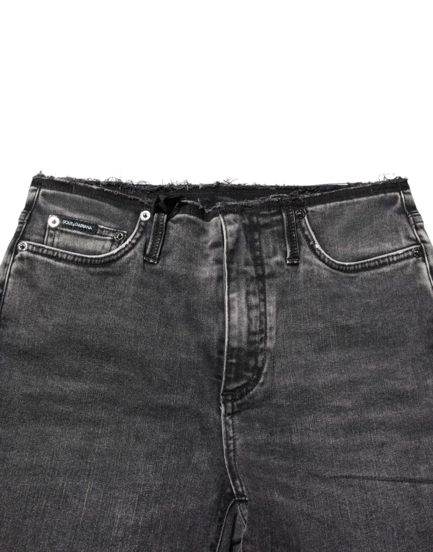 Dolce & Gabbana – Graue Skinny-Jeans aus Baumwoll-Denim mit mittlerer Taille