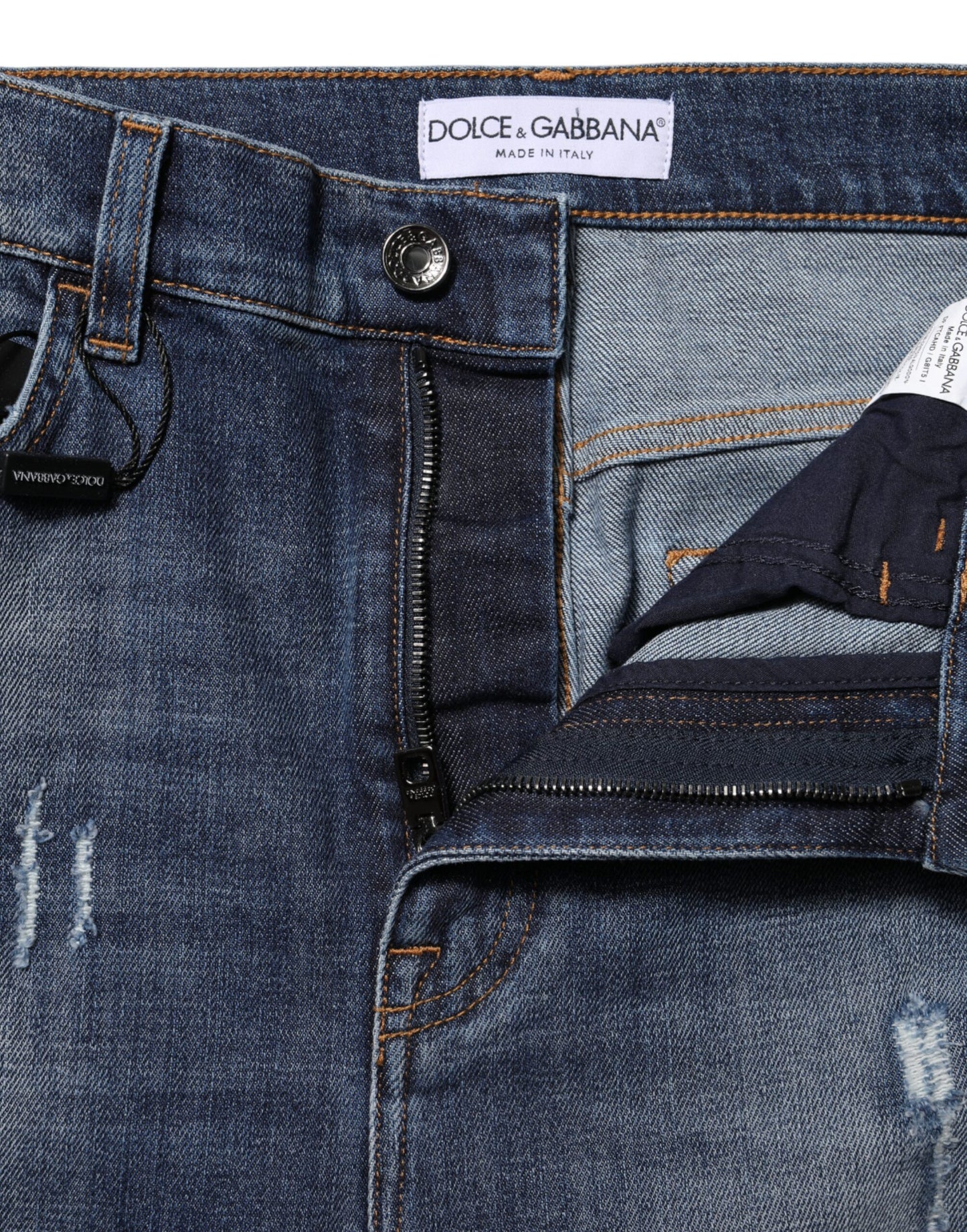 Dolce & Gabbana – Blaue Jeans aus gewaschener Baumwolle mit hoher Taille