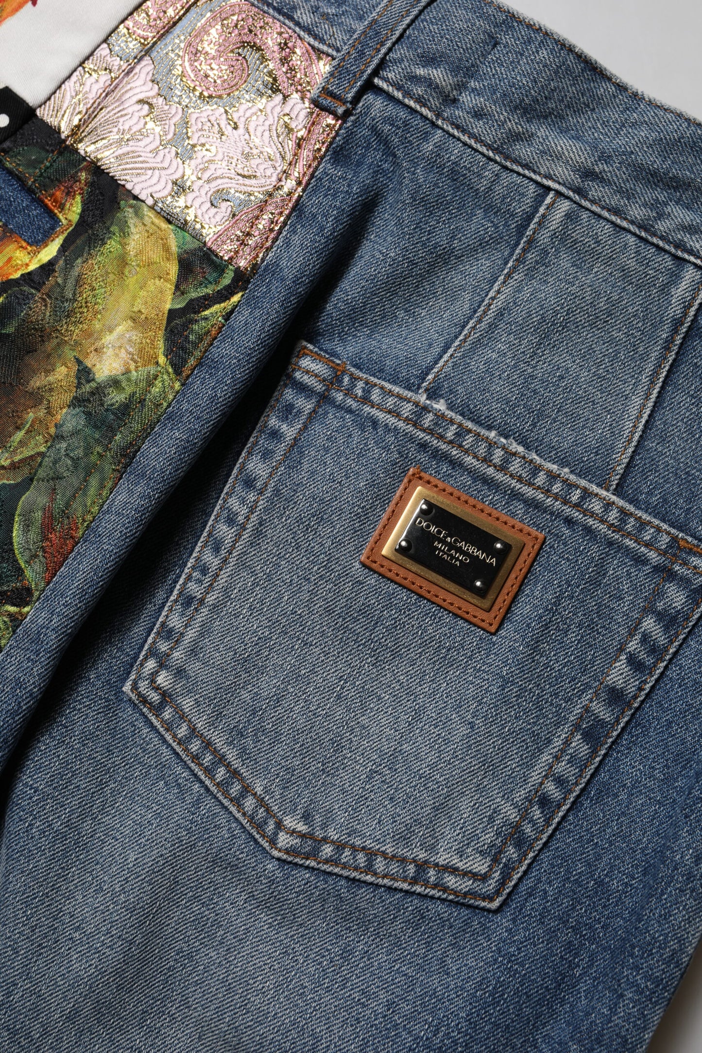 Dolce & Gabbana Blaue AMBER Patchwork-Jeans mit hoher Taille
