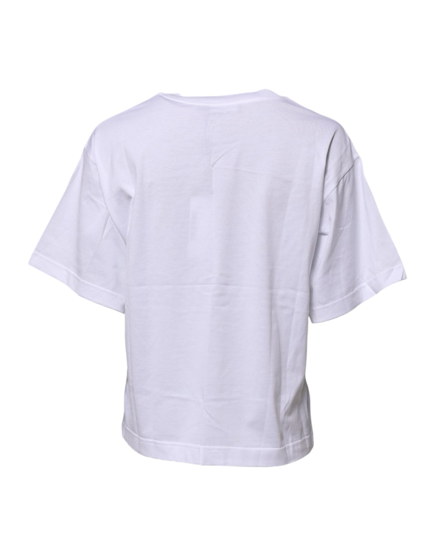 Dolce & Gabbana – Weißes Baumwoll-T-Shirt mit Rundhalsausschnitt und grafischem Print