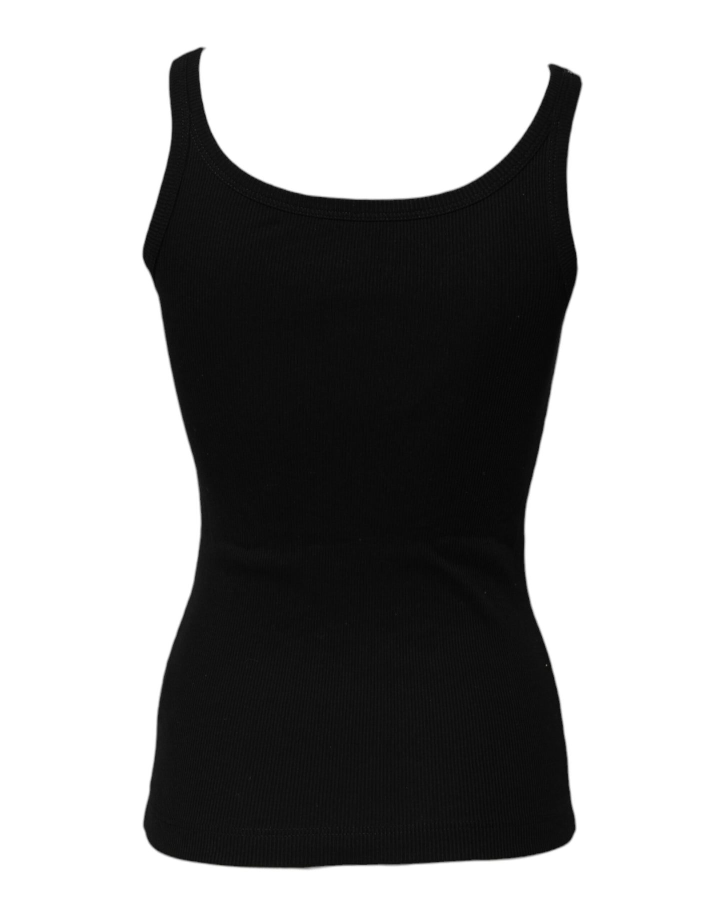 Dolce & Gabbana Schwarzes ärmelloses Tanktop aus Baumwolle mit Rundhalsausschnitt