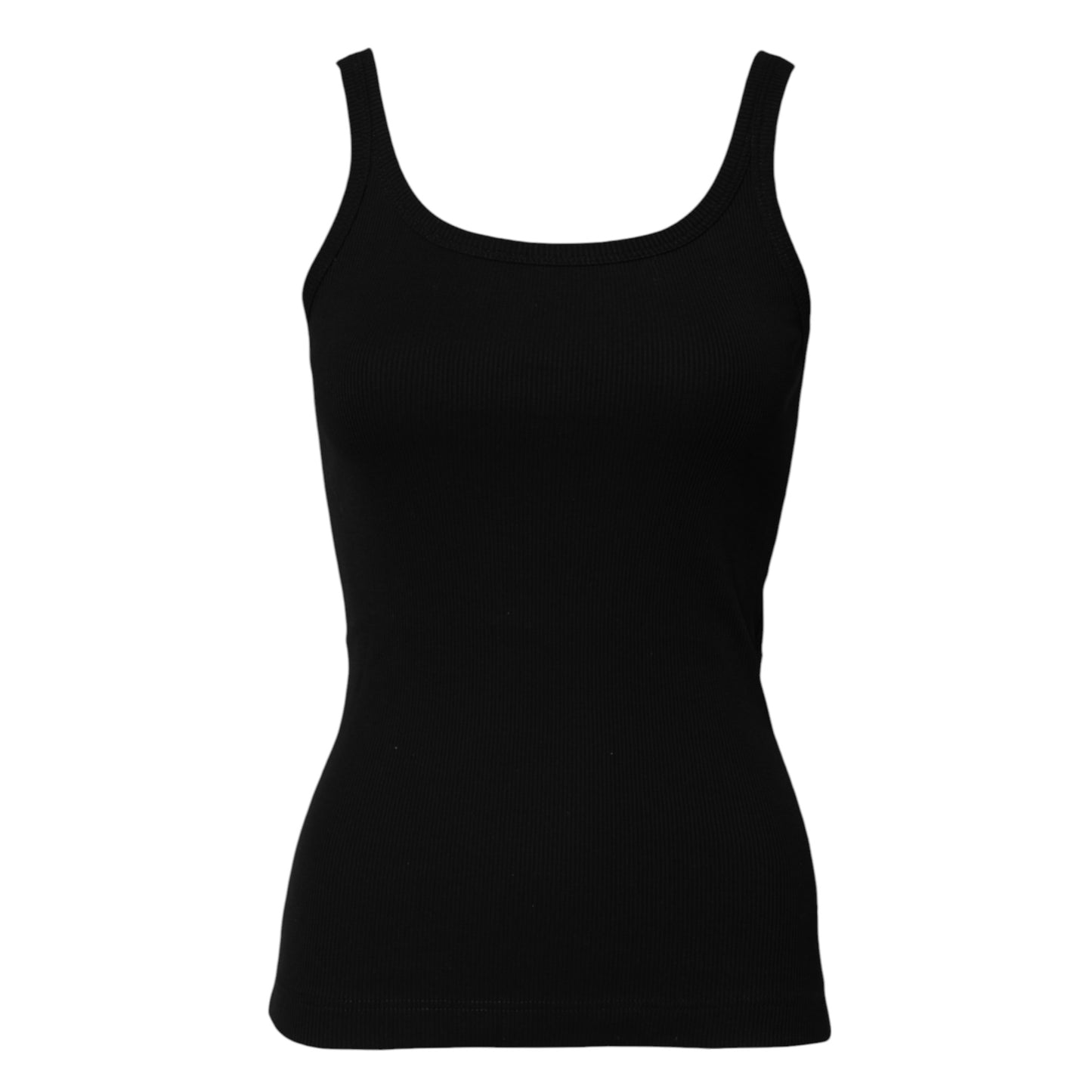 Dolce & Gabbana Schwarzes ärmelloses Tanktop aus Baumwolle mit Rundhalsausschnitt