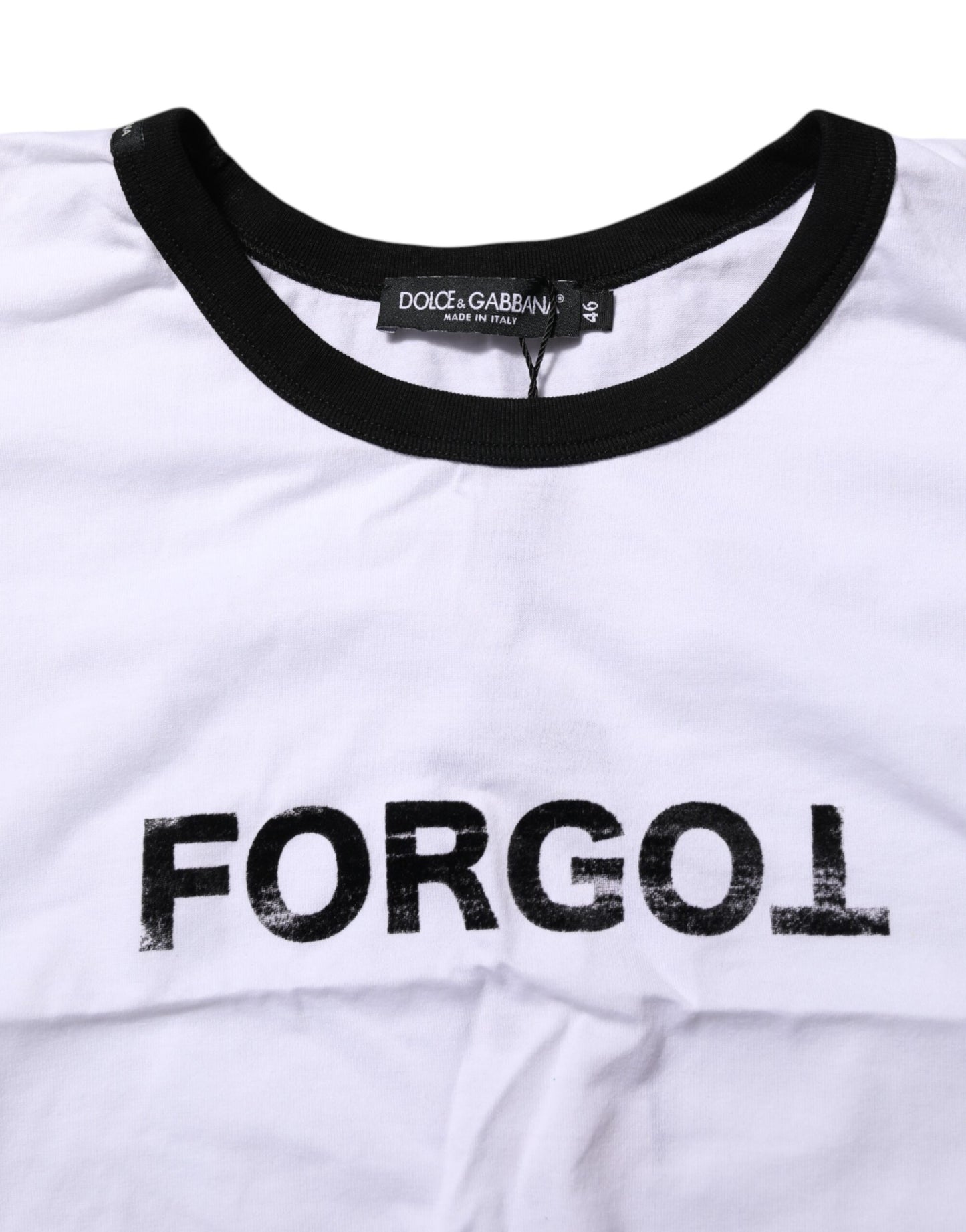 Dolce & Gabbana – Kurzes T-Shirt mit Rundhalsausschnitt und Grafikdruck in Weiß