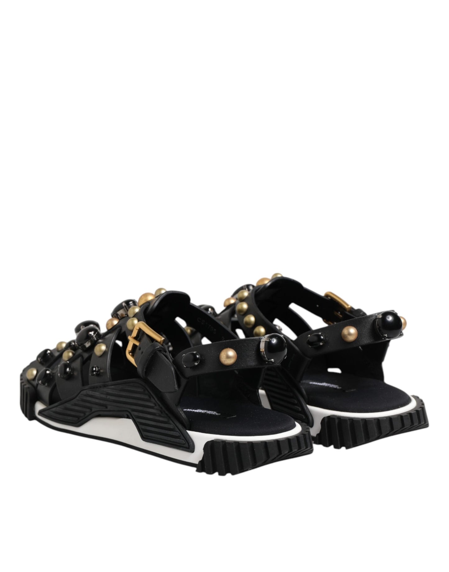 Dolce & Gabbana – Sandalen mit Knöchelriemen aus schwarzem Leder mit Nieten