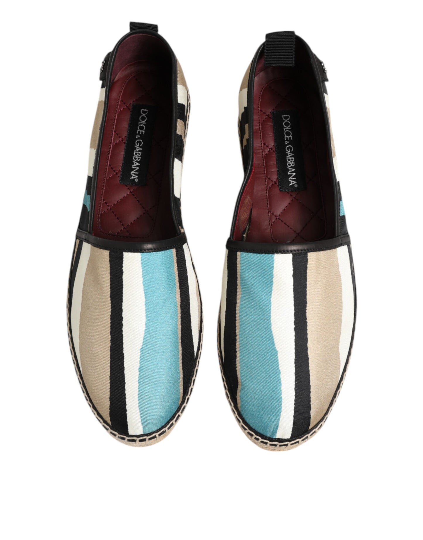 Flache Espadrille-Schuhe aus Canvas mit mehrfarbigen Streifen von Dolce & Gabbana