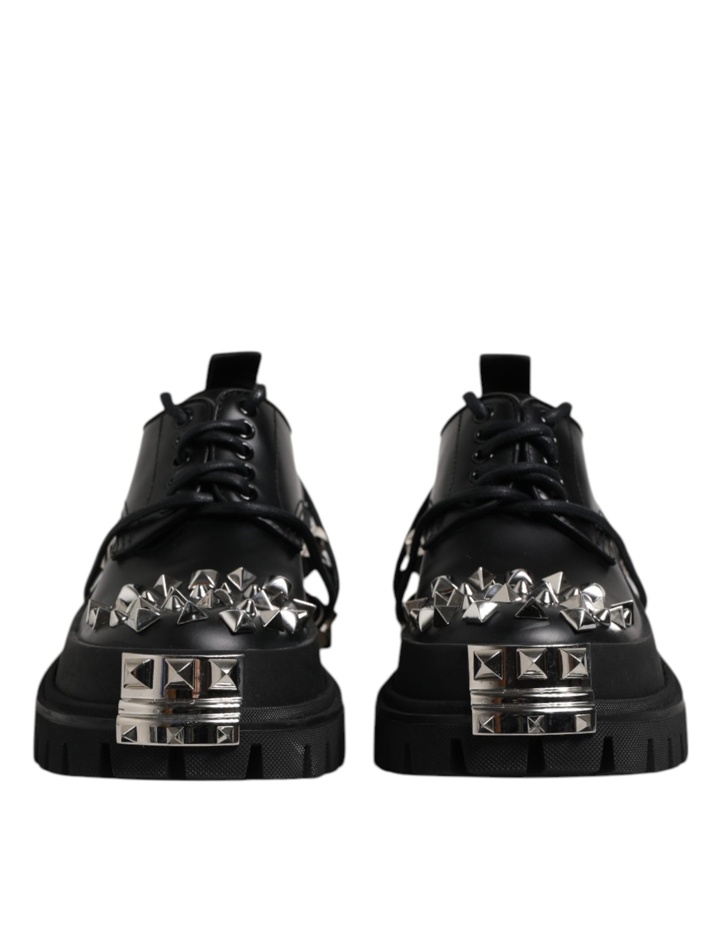 Dolce & Gabbana – Trekking-Derby-Schuhe aus schwarzem Leder mit Verzierung