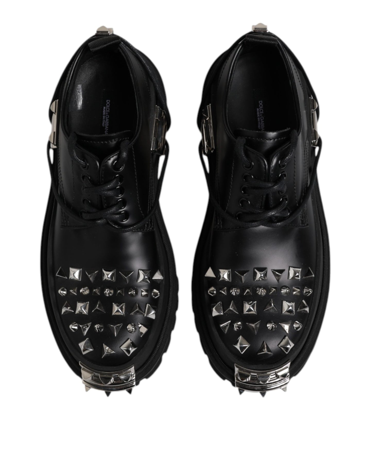 Dolce & Gabbana – Trekking-Derby-Schuhe aus schwarzem Leder mit Verzierung