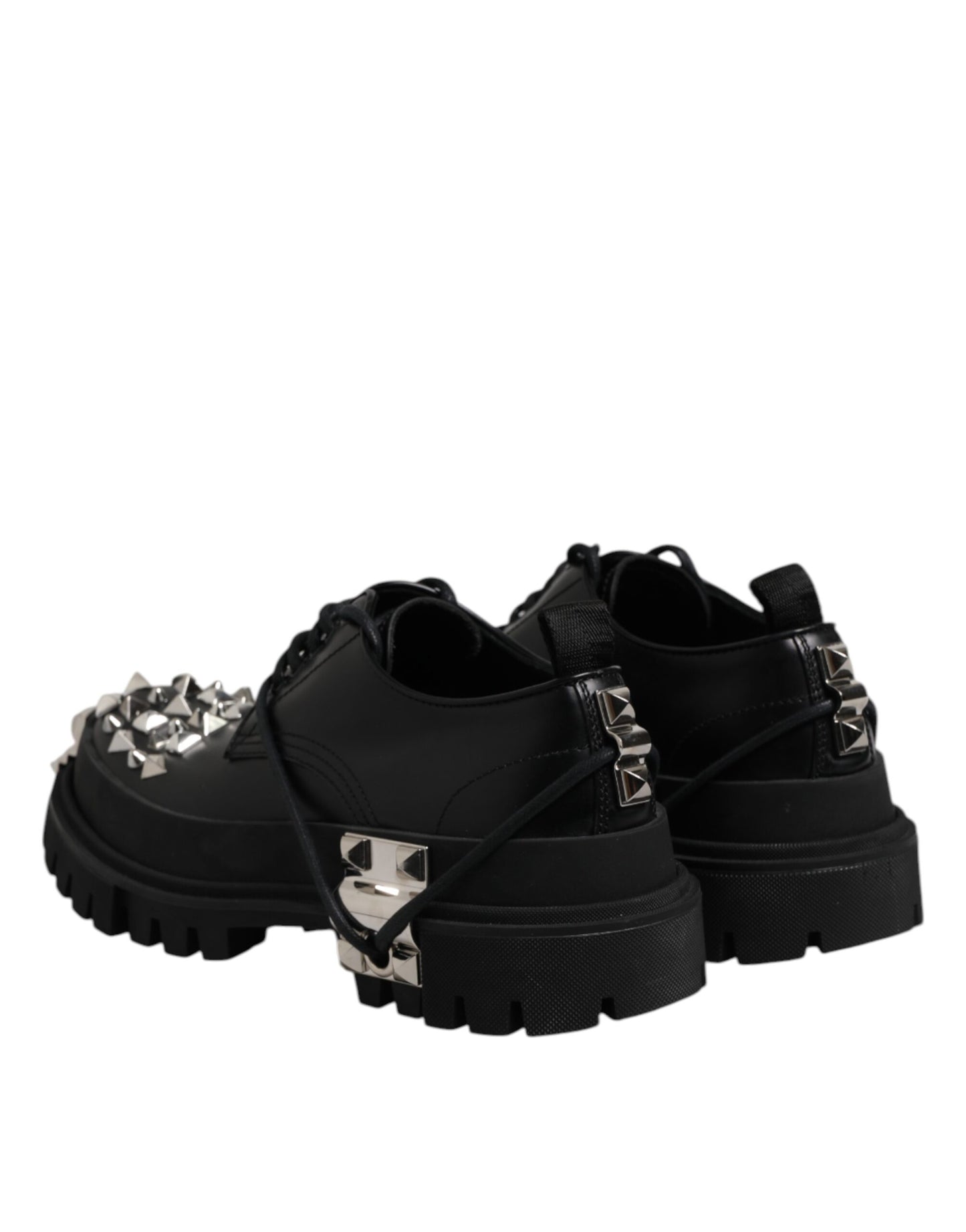 Dolce & Gabbana – Trekking-Derby-Schuhe aus schwarzem Leder mit Verzierung