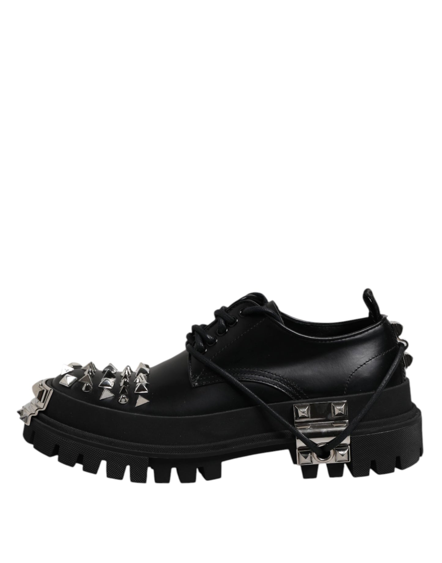Dolce & Gabbana – Trekking-Derby-Schuhe aus schwarzem Leder mit Verzierung