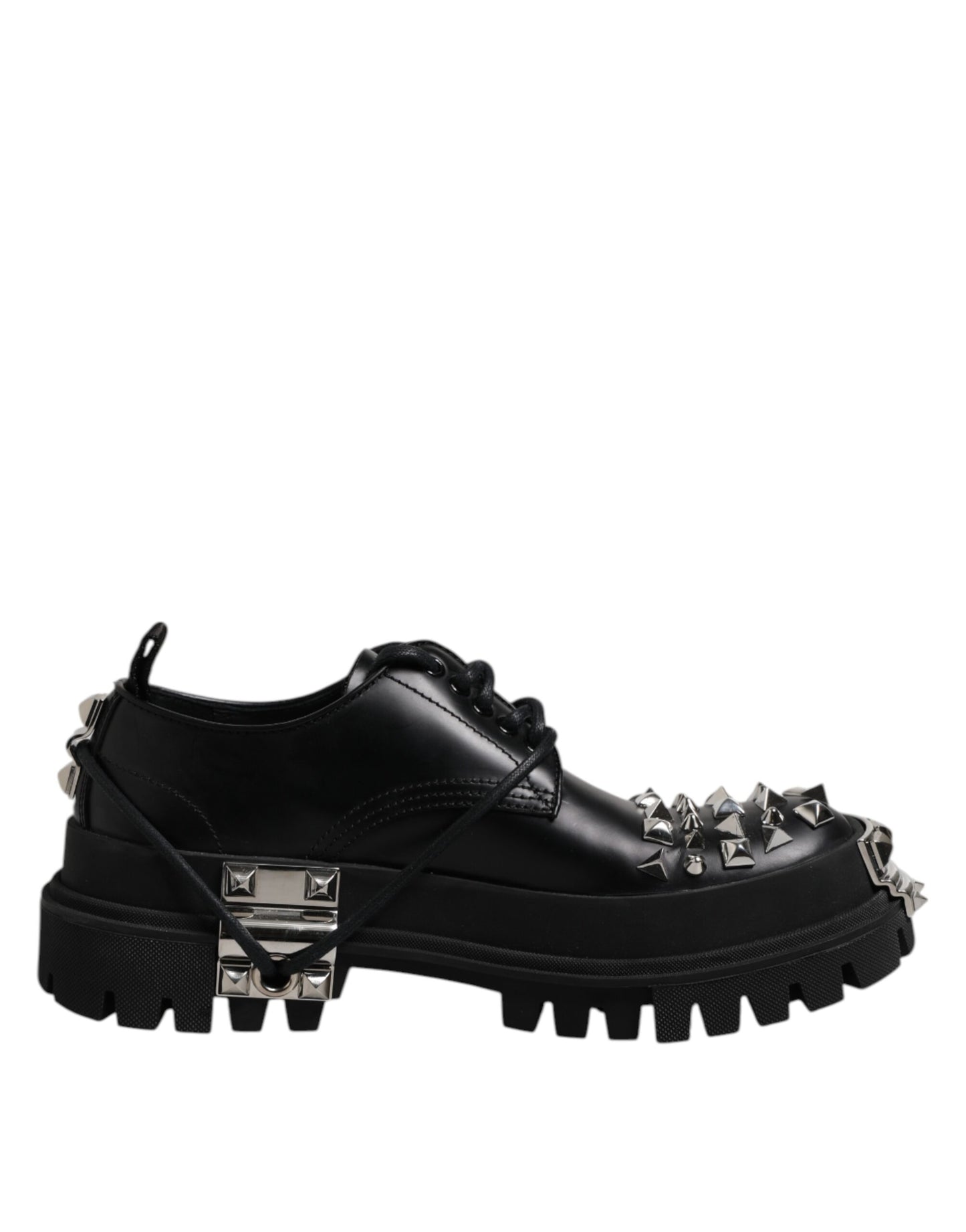 Dolce & Gabbana – Trekking-Derby-Schuhe aus schwarzem Leder mit Verzierung
