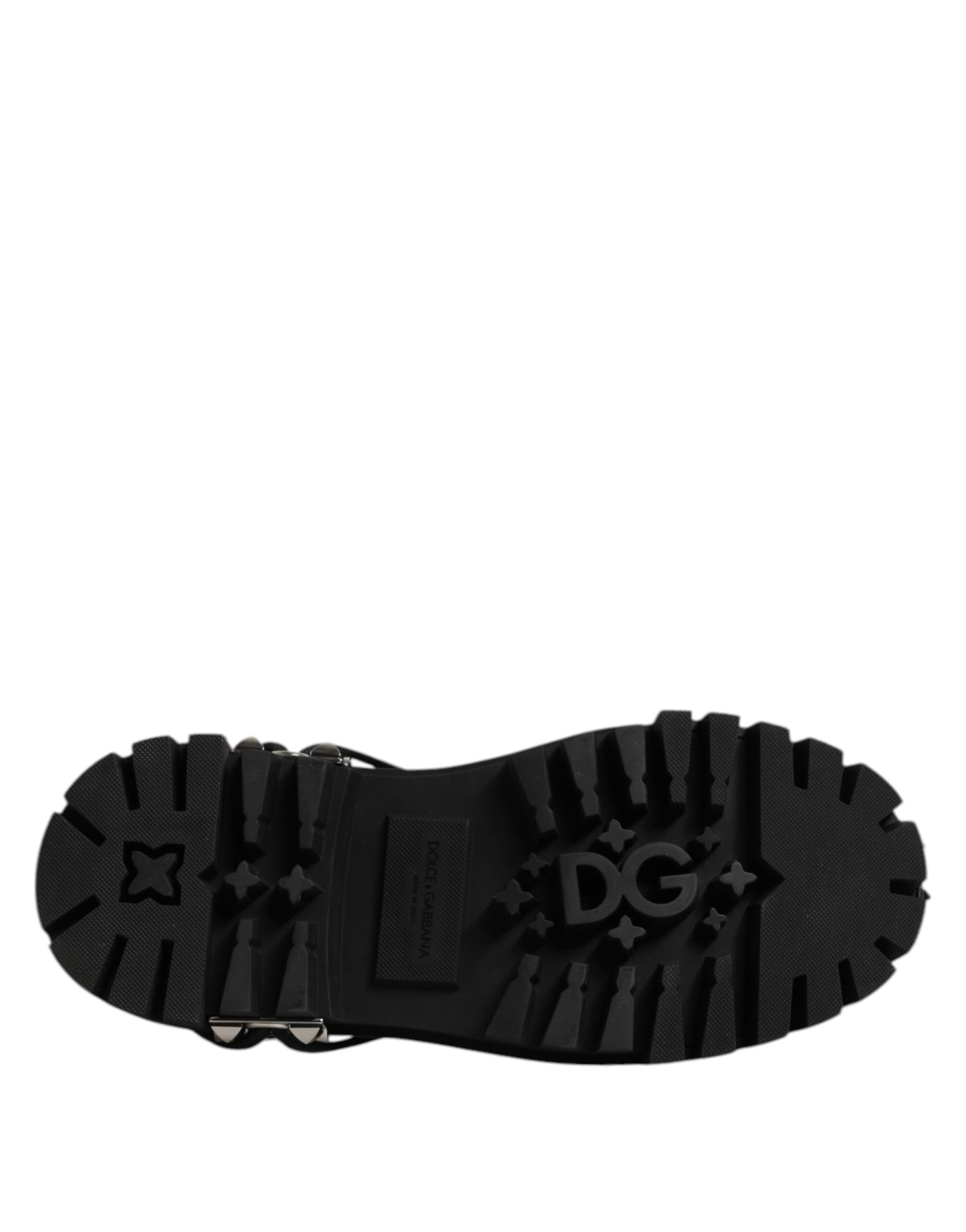 Dolce & Gabbana – Trekking-Derby-Schuhe aus schwarzem Leder mit Verzierung