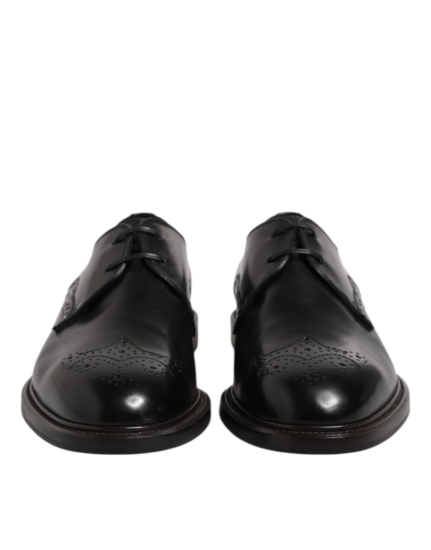 Dolce & Gabbana – Formelle Derby-Schuhe aus schwarzem Leder mit Flügelkappe