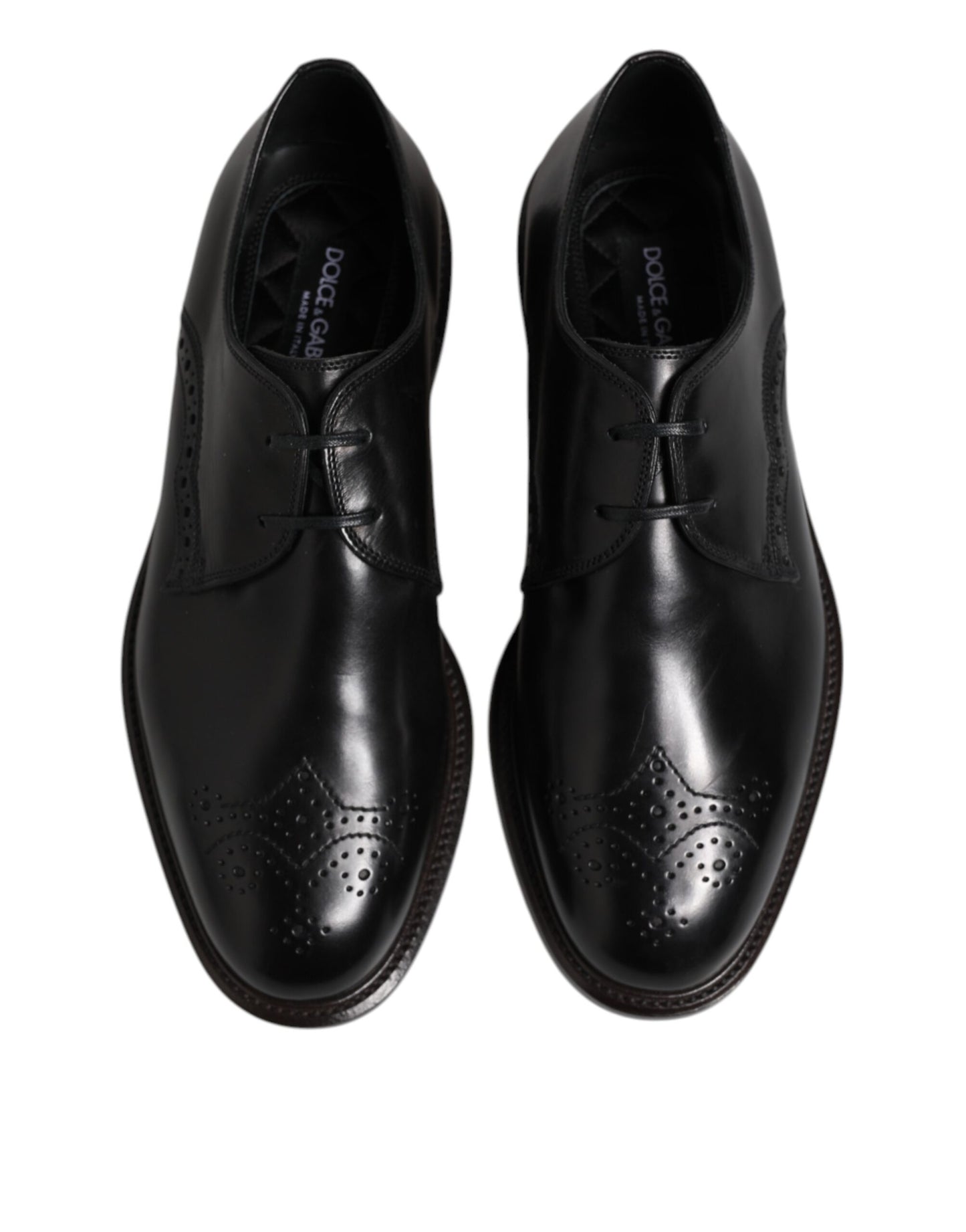 Dolce & Gabbana – Formelle Derby-Schuhe aus schwarzem Leder mit Flügelkappe