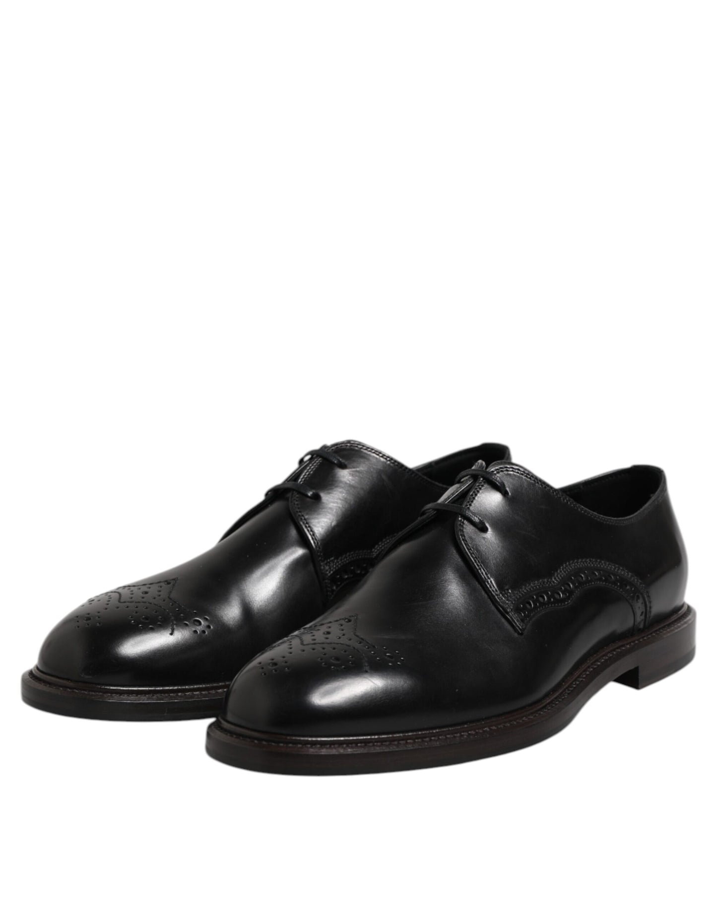 Dolce & Gabbana – Formelle Derby-Schuhe aus schwarzem Leder mit Flügelkappe