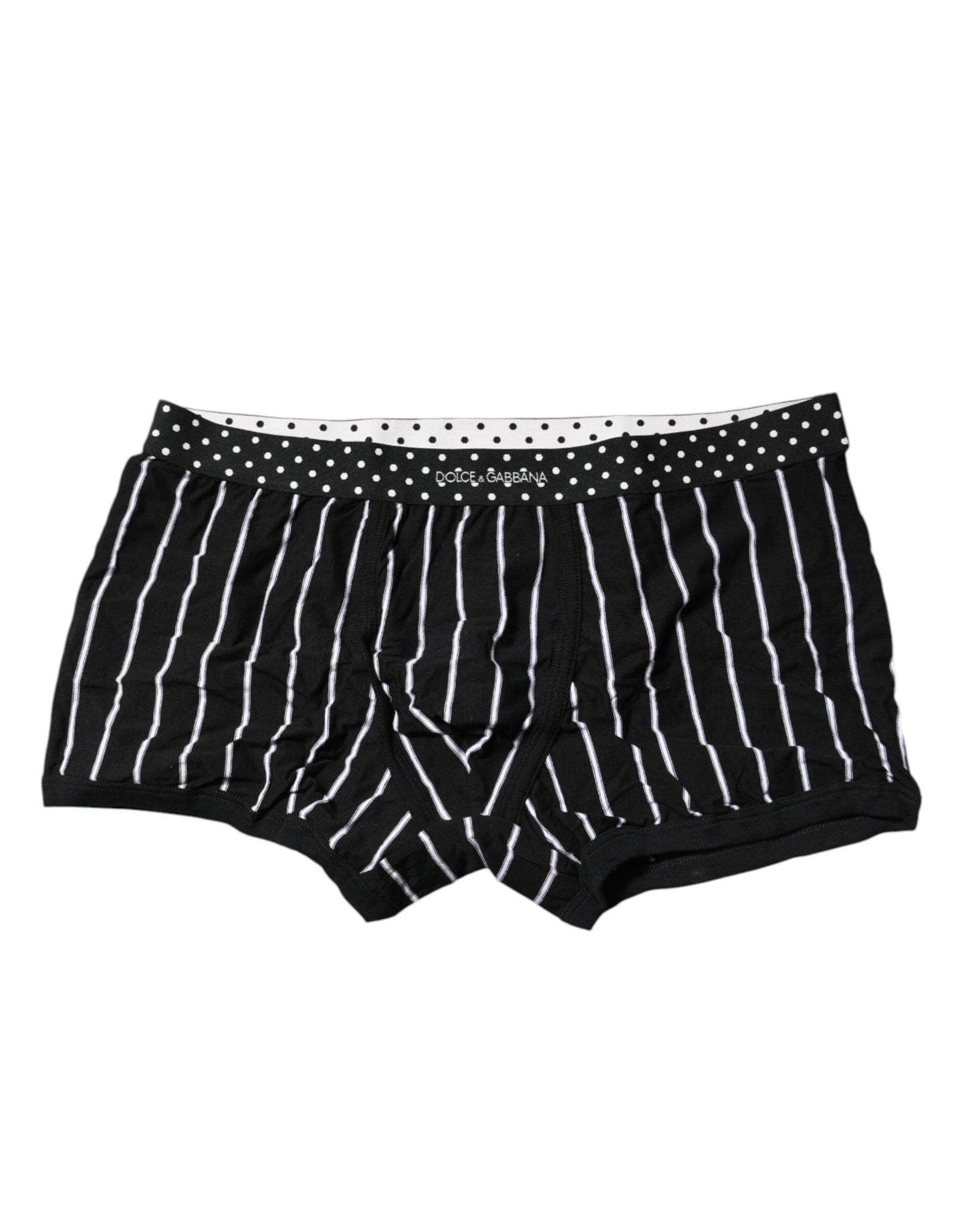 Dolce & Gabbana – Schwarz-weiß gestreifte Boxershorts in normaler Passform