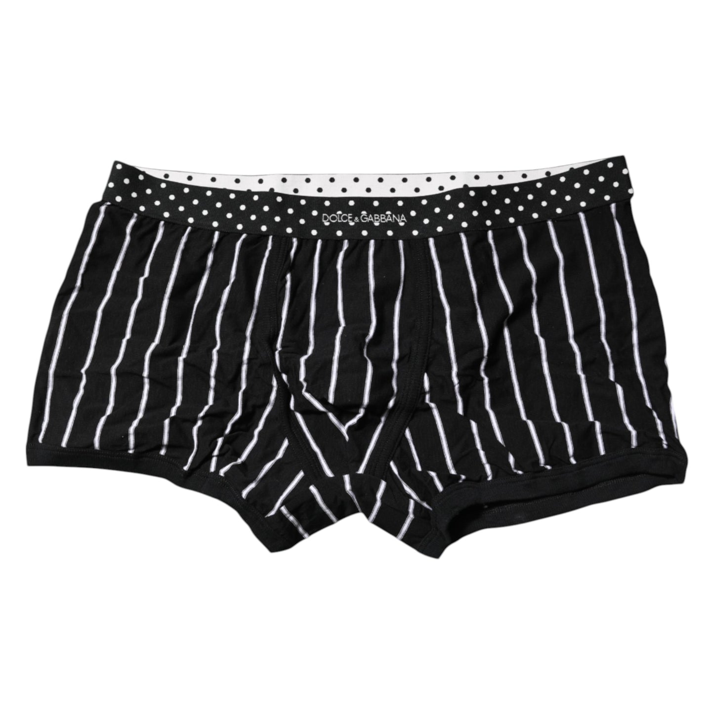 Dolce & Gabbana – Schwarz-weiß gestreifte Boxershorts in normaler Passform