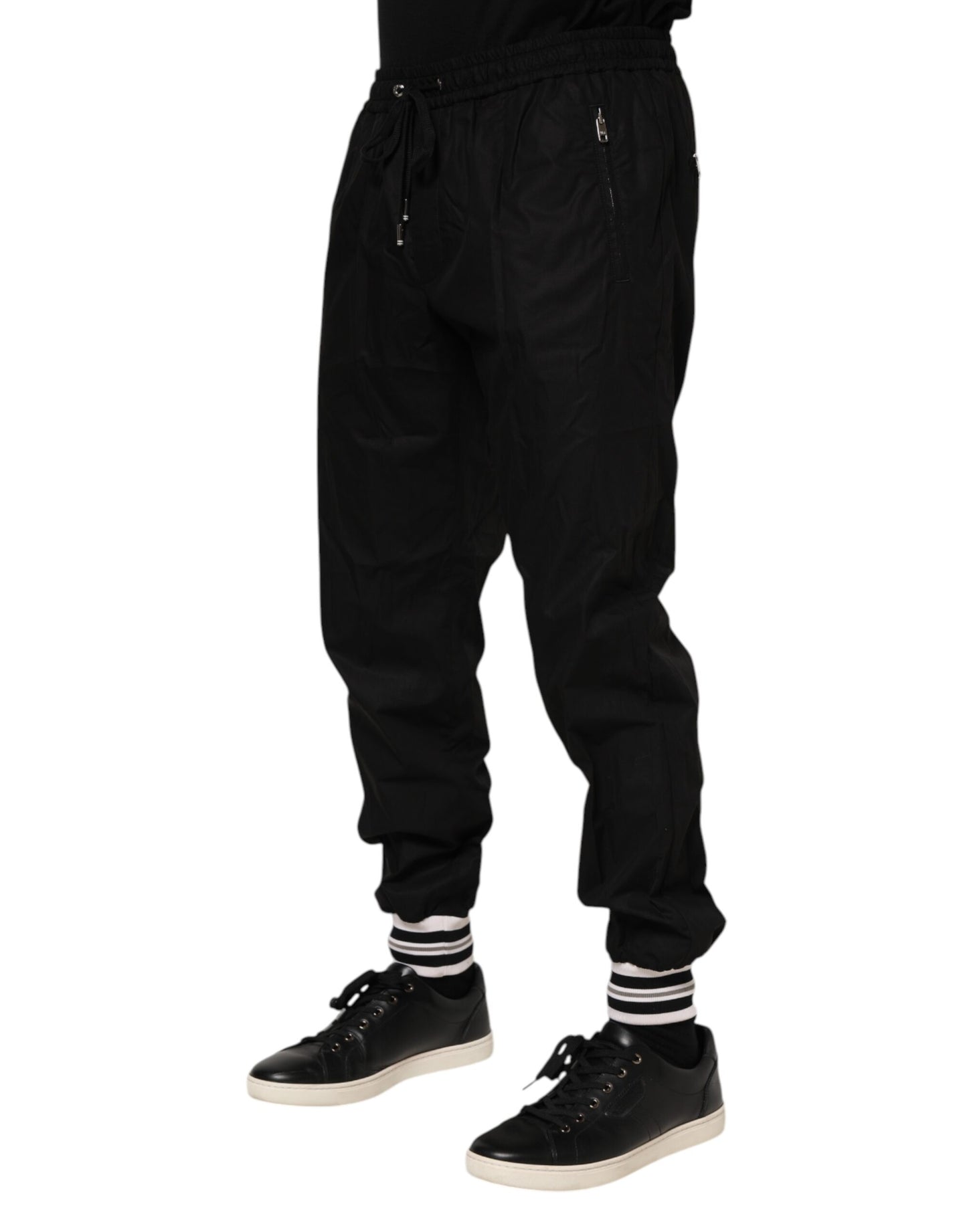 Dolce & Gabbana Schwarze Jogginghose aus Baumwolle mit Logoband für Herren