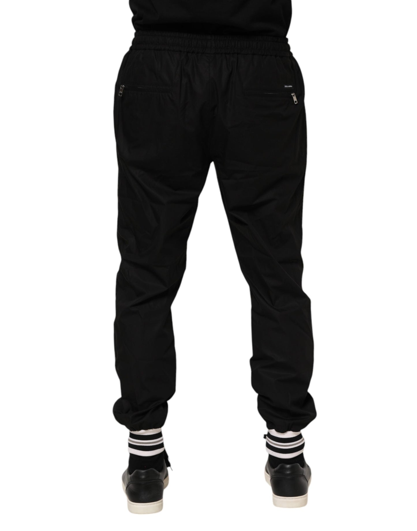 Dolce & Gabbana Schwarze Jogginghose aus Baumwolle mit Logoband für Herren