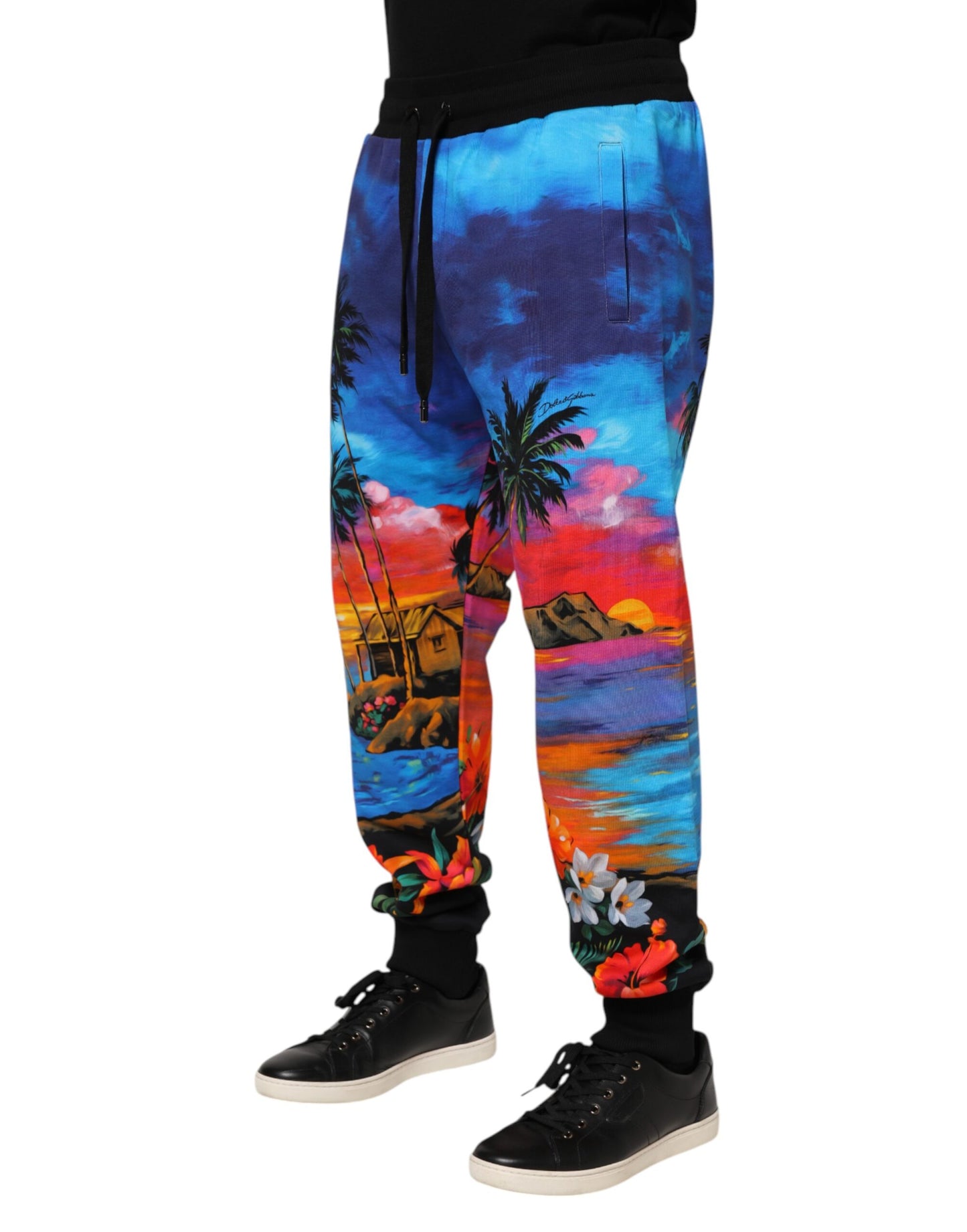 Dolce & Gabbana – Blaue Jogginghose mit Hawaii-Print