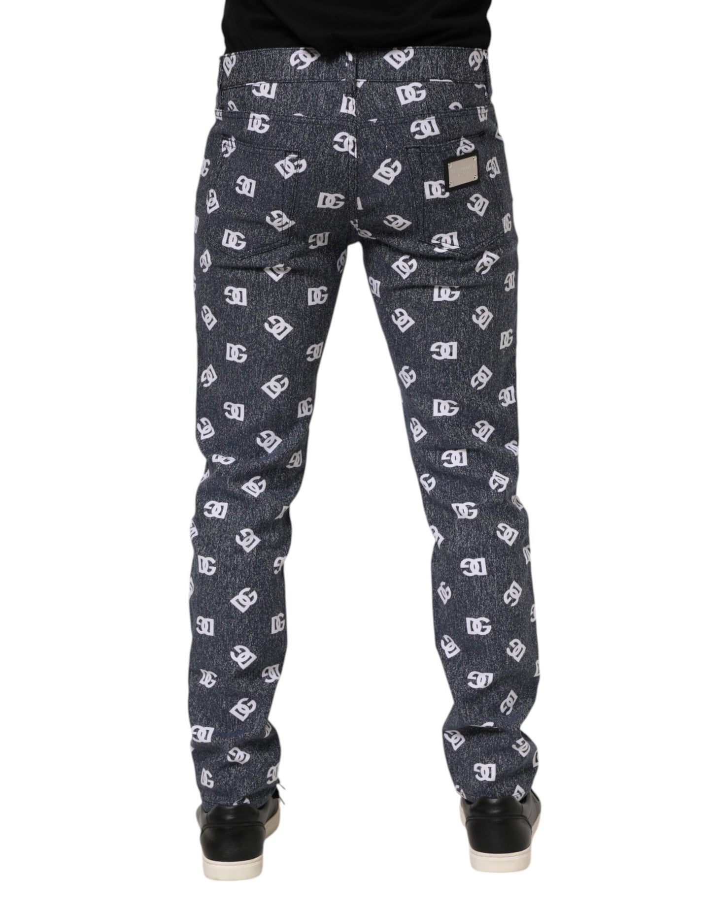 Dolce & Gabbana Dunkelgraue Skinny-Jeans aus Baumwolle mit Logo