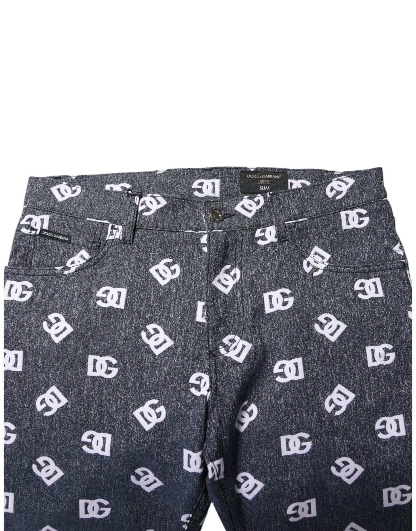 Dolce & Gabbana Dunkelgraue Skinny-Jeans aus Baumwolle mit Logo