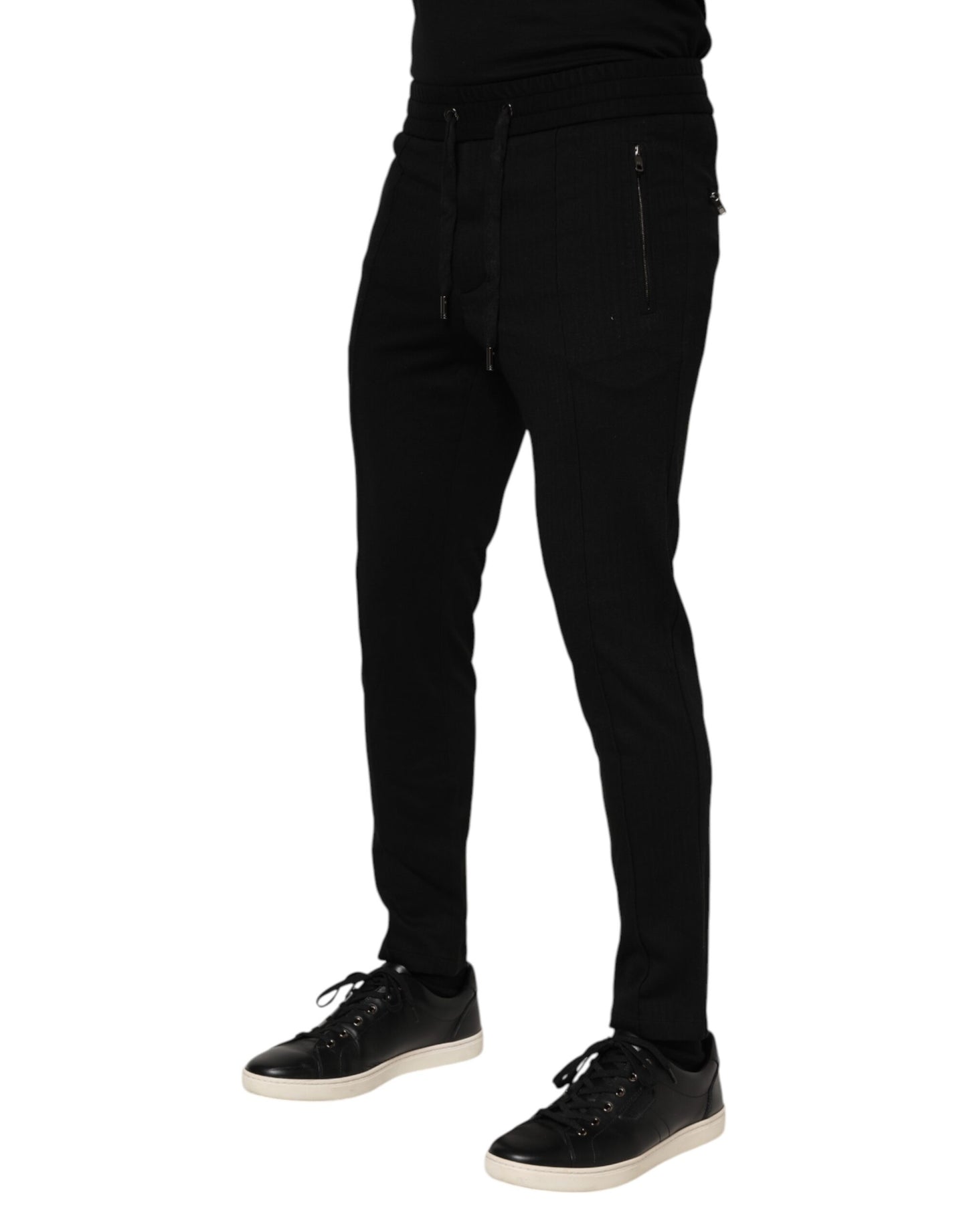 Dolce & Gabbana Schwarze Viskose-Jogginghose mit Kordelzug für Herren