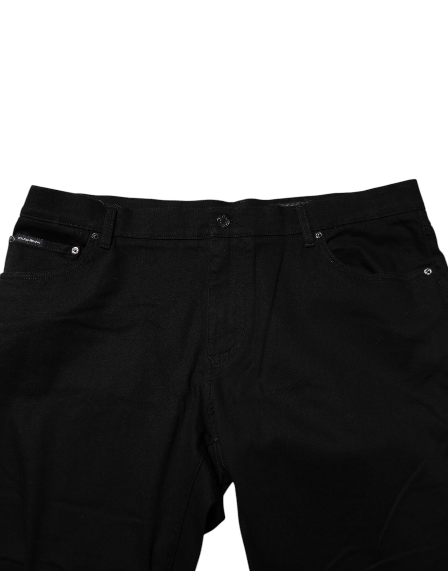 Dolce & Gabbana – Schwarze Jeans aus Baumwoll-Denim mit Logo-Plakette