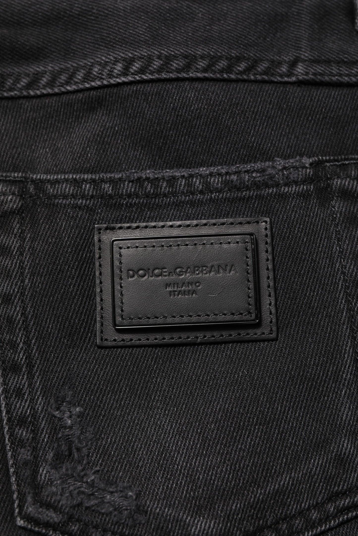 Dolce & Gabbana – Schwarze Skinny-Jeans aus Baumwolle mit Logo-Schild